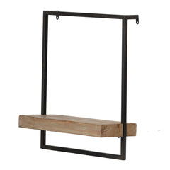 HAOYYE Iron and Wood Wall Shelf, Wall Hanging Decor, Sturdy Space-Saving Heavy Duty Modern Design, Ideal for Dorm Rooms, Bedrooms, Easy Assembly