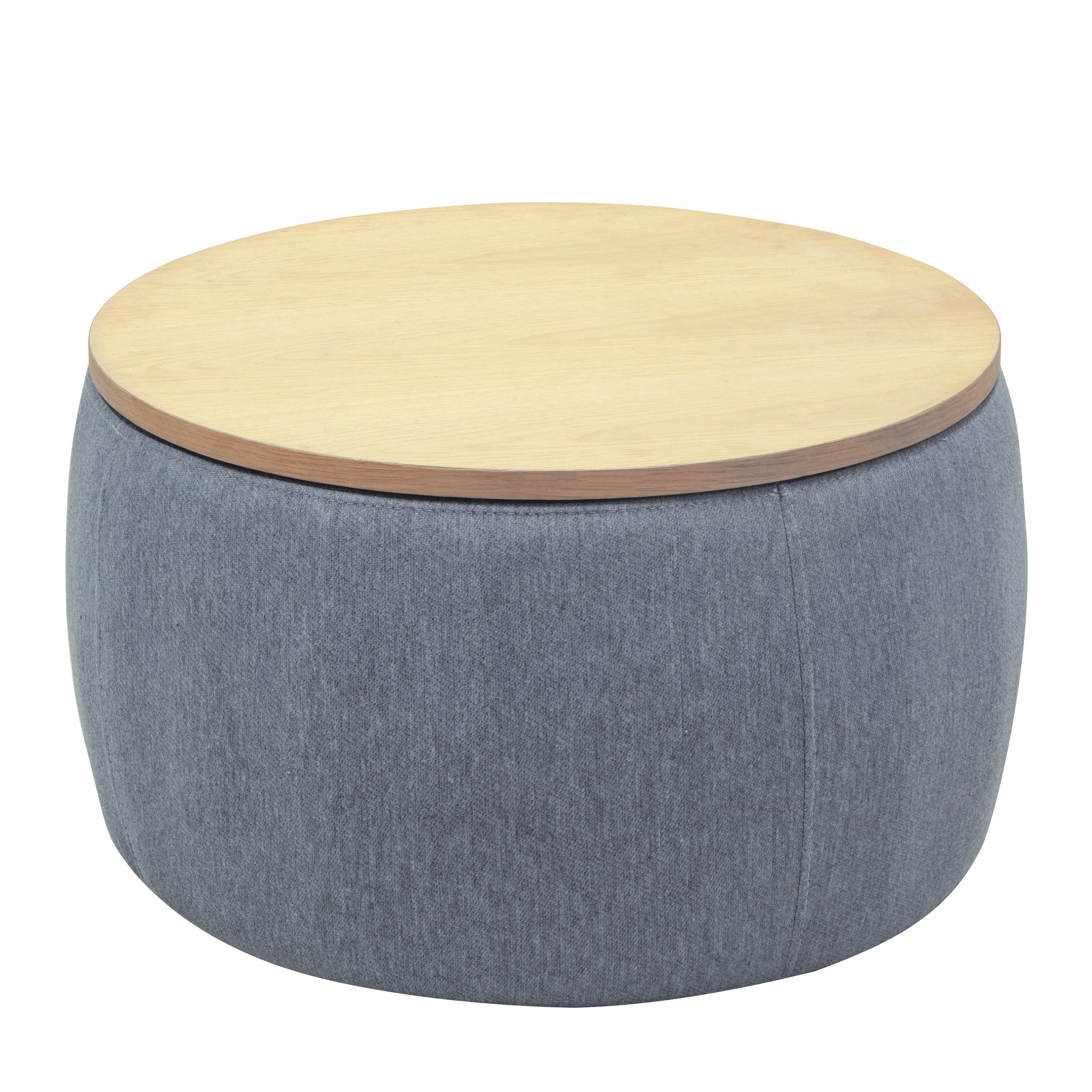 HAOYYE Round Storage Ottoman with 2-in-1 Function, Versatile End Table and Ottoman, Durable Dark Grey Upholstered Ottoman, Sturdy Space-Saving Modern Design, Easy Assembly, Stylish and Functional Home Furniture