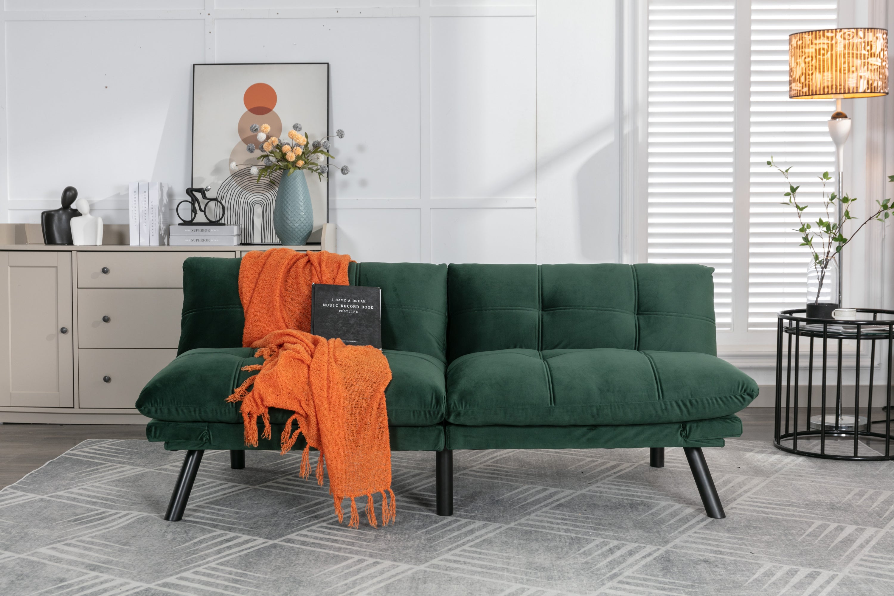 HAOYYE Emerald Convertible Folding Modern sofa Bed Sturdy Space-Saving Heavy Duty Modern Design Adults Dorm Room Easy Assembly Bedroom Furniture