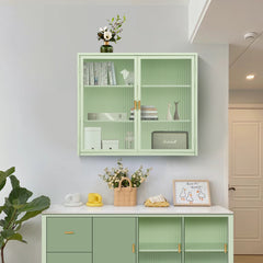 HAOYYE 27.56"Glass Doors Modern Two-door Wall Cabinet with Featuring Three-tier Storage for Entryway Living Room Bathroom Dining Room,Mint Green Sturdy Space-Saving Heavy Duty Modern Design Adults
