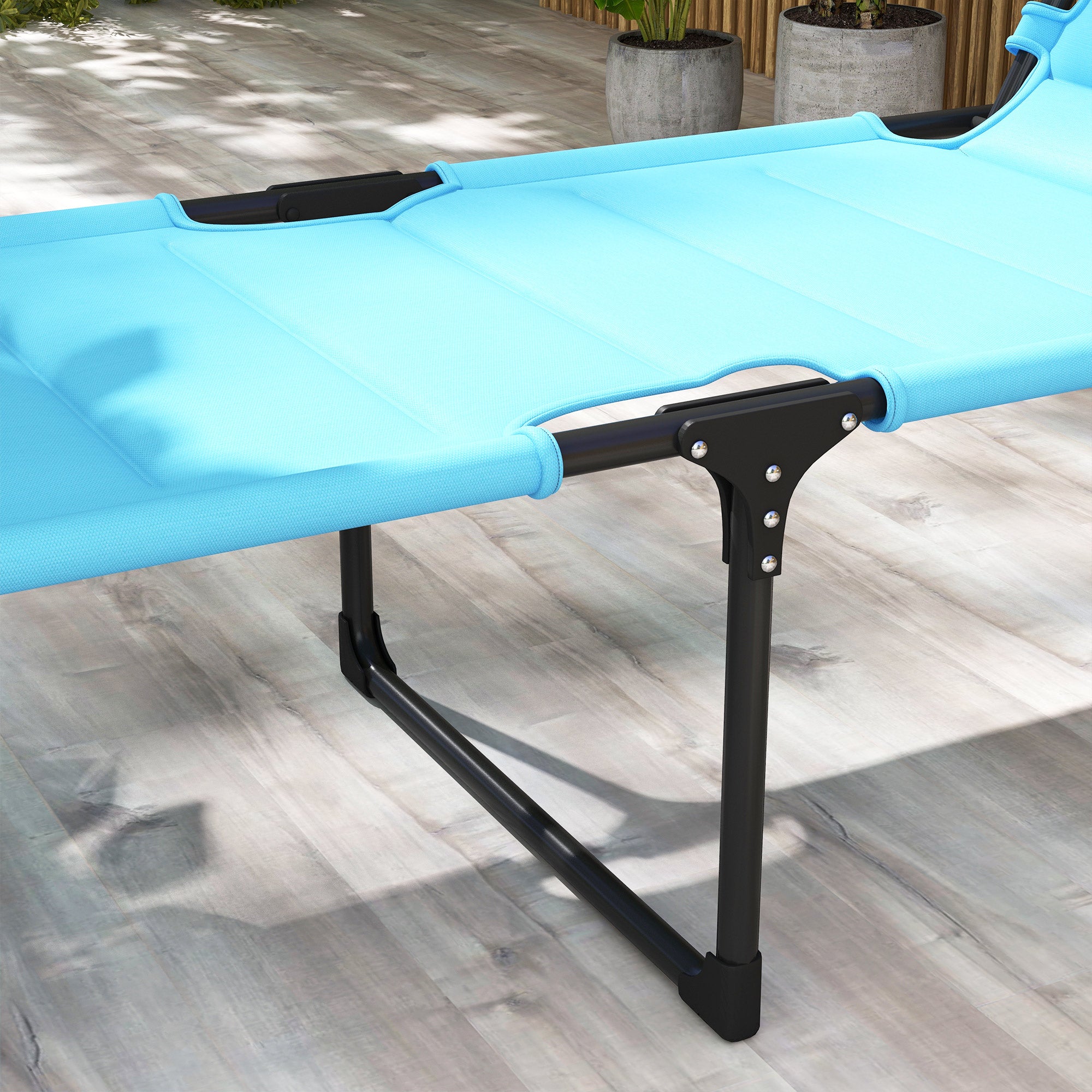 HAOYYE Folding Lounge Chair for Outdoor Relaxation Portable Reclining Beach Chair with Adjustable Backrest Sunshade Canopy and Padded Design for Patio Garden Poolside Travel Camping