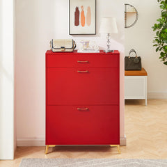 HAOYYE Shoe Storage Cabinet for Entryway, Free Standing Shoe Organizer with 2 Flip Drawers, Hidden Shoe Rack for Doorway, Hallway, Sturdy Space-Saving Heavy Duty Modern Design
