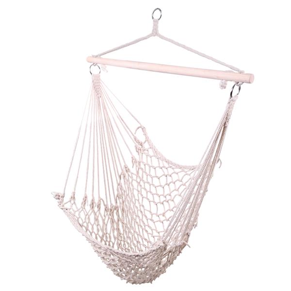 HAOYYE 2PCS Hanging Rope Hammock Chair Air Sky Swing with Wooden Spreader Bar for Porch Patio Balcony Indoor Outdoor Use Lightweight Cotton Cradle Seat