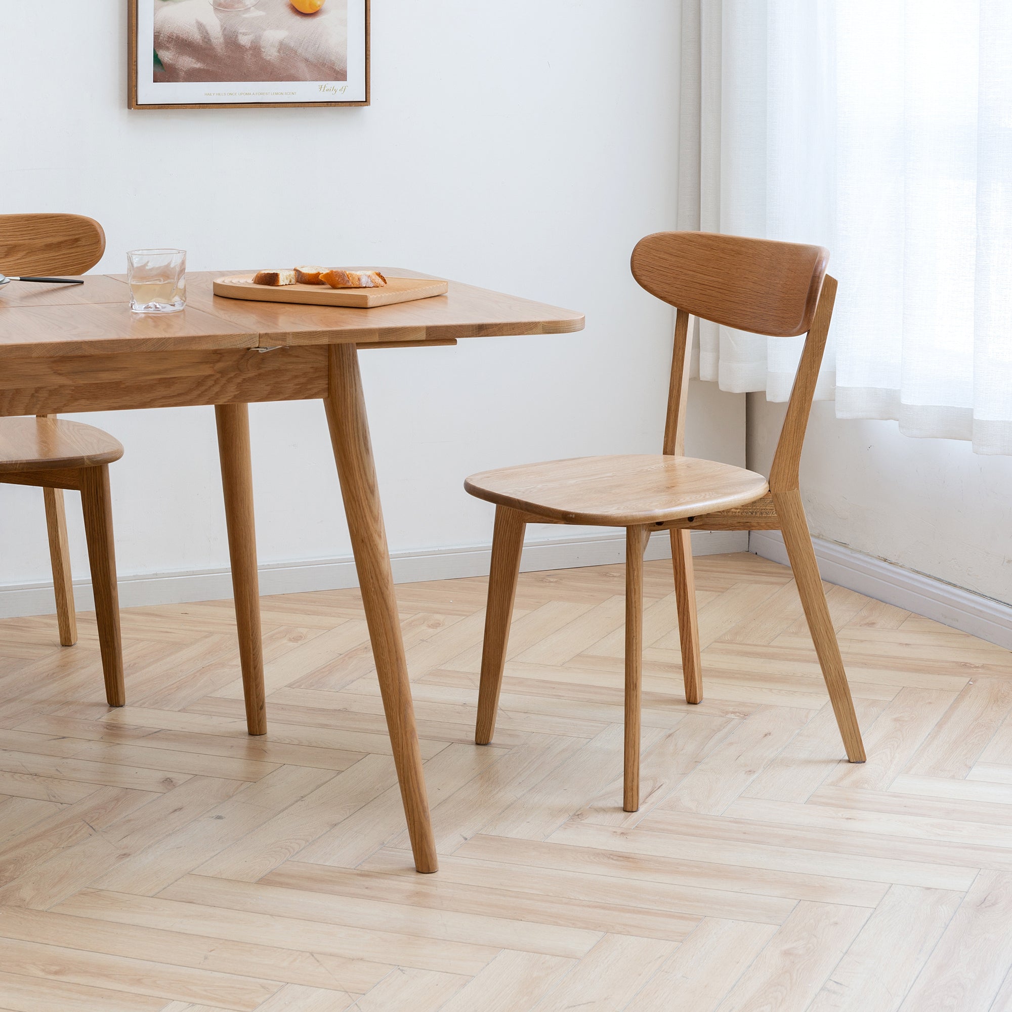 HAOYYE Dining chair wooden FAS grade oak natural wood made in North America 100% dirt-free wood chair solid chair table chair wooden living room chair simple and natural Sturdy Space-Saving