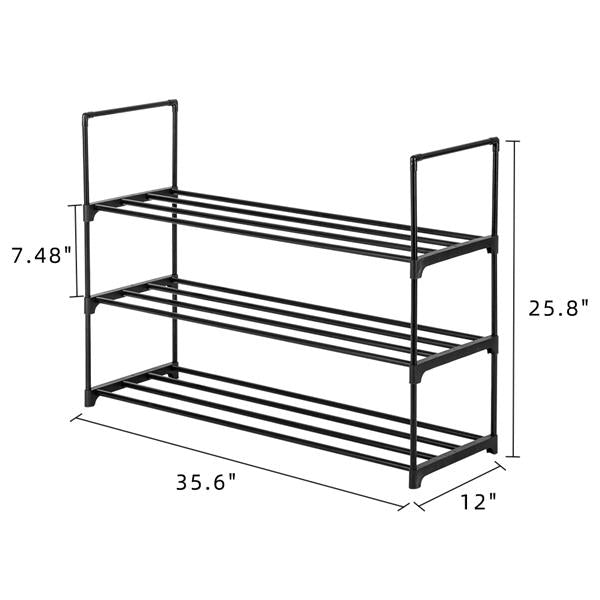 HAOYYE 3 Tiers Shoe Rack Tower Shelf Storage Organizer for Bedroom Entryway Hallway and Closet, Durable Black Color Shoe Storage Solution for Home Organization and Space Saving