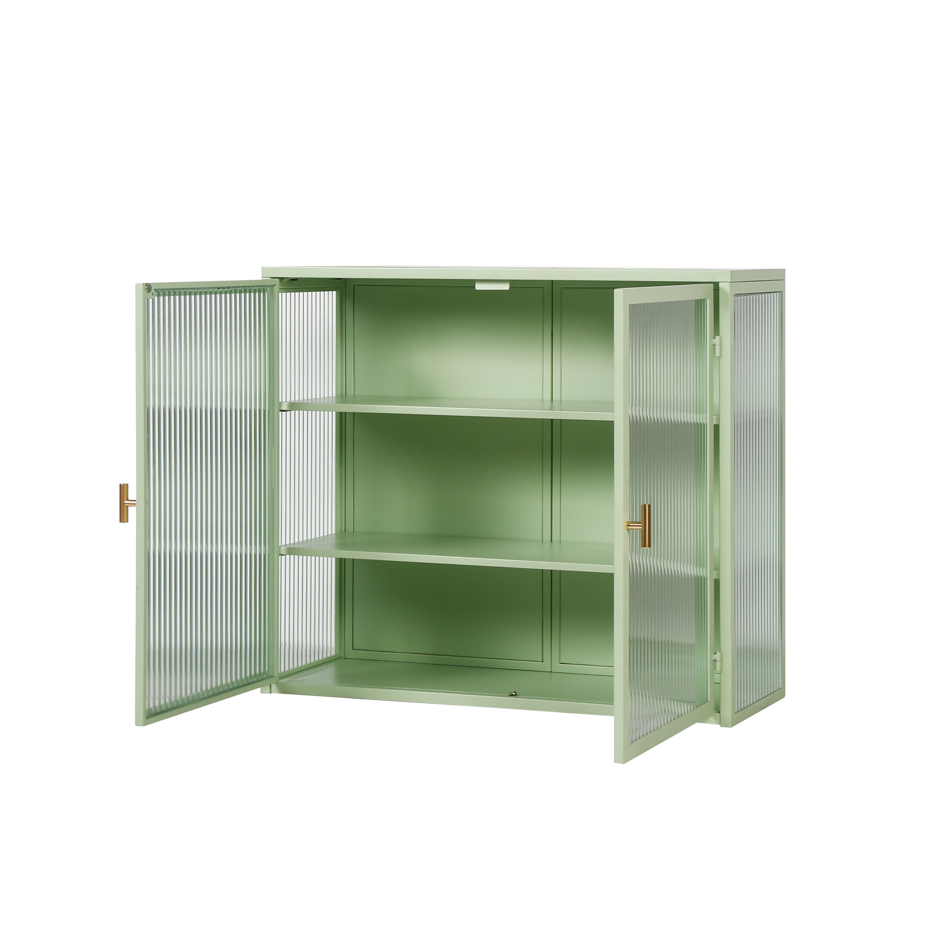 HAOYYE 27.56"Glass Doors Modern Two-door Wall Cabinet with Featuring Three-tier Storage for Entryway Living Room Bathroom Dining Room,Mint Green Sturdy Space-Saving Heavy Duty Modern Design Adults