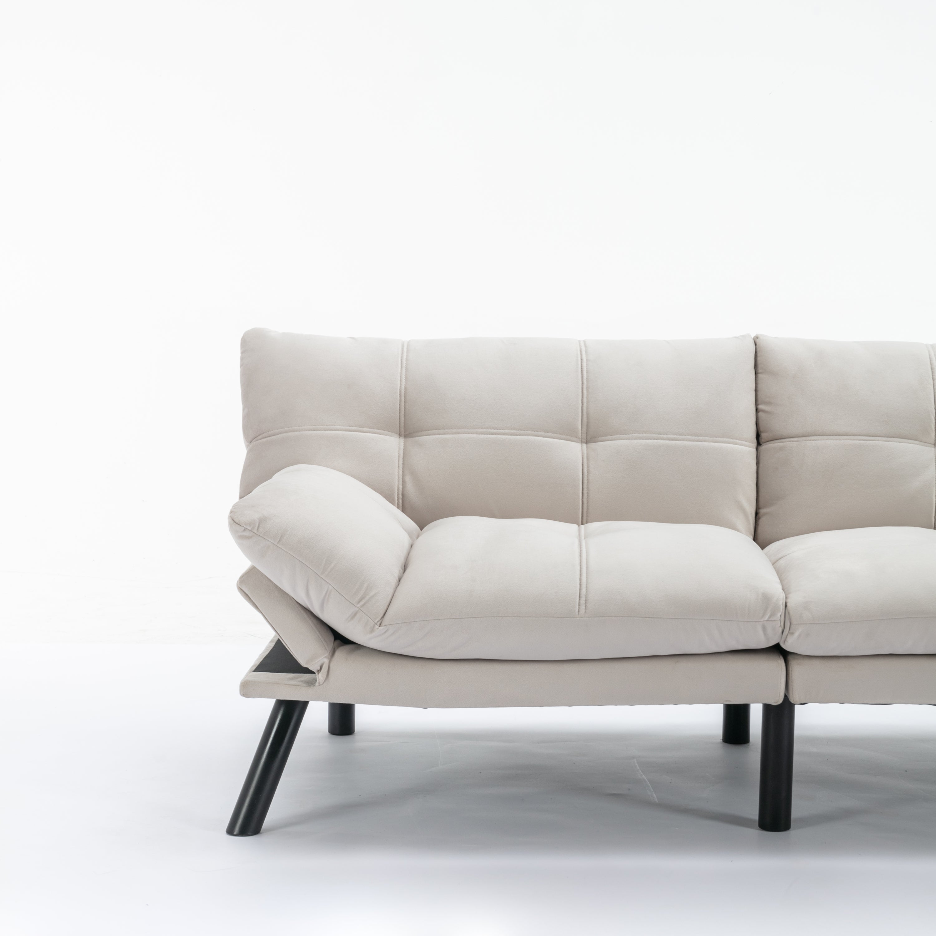HAOYYE Cream Convertible Folding Modern sofa Bed Sturdy Space-Saving Heavy Duty Modern Design Adults Dorm Room Easy Assembly Bedroom Furniture