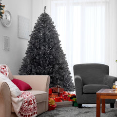 HAOYYE Black Christmas Tree Artificial PVC Holiday Decoration Tree with 1050 Realistic Branch Tips Stable Metal Base Easy Assembly Flame-Resistant for Home Office Indoor Winter Holiday Display