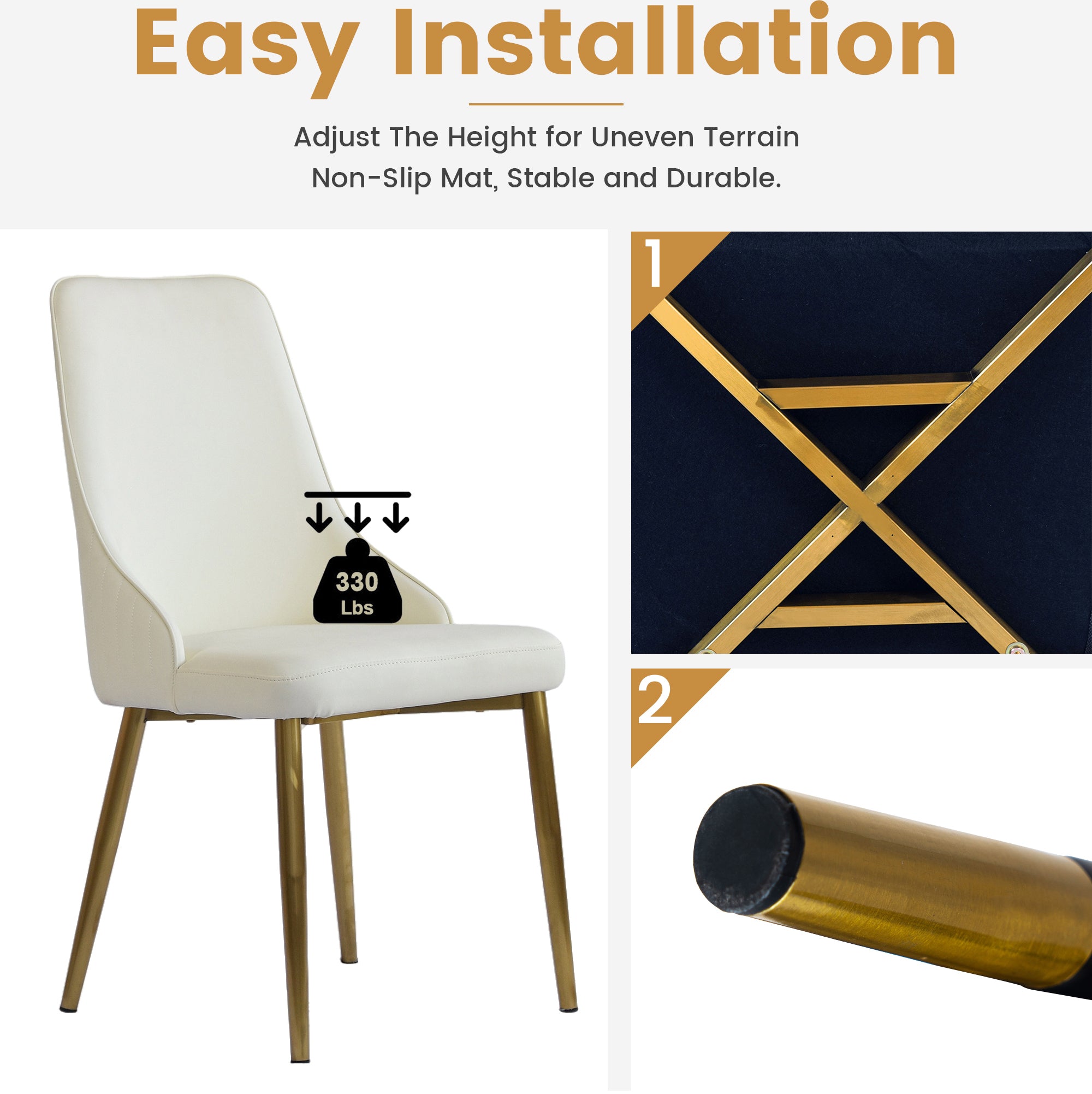 HAOYYE Modern PU Dining Chair Set of 2, Sponge-Filled Cushion, Solid Wood Metal Legs, Ideal For Restaurants, Living Rooms, and Bedrooms, Sturdy Space-Saving Heavy Duty Modern Design Adults Dorm Room