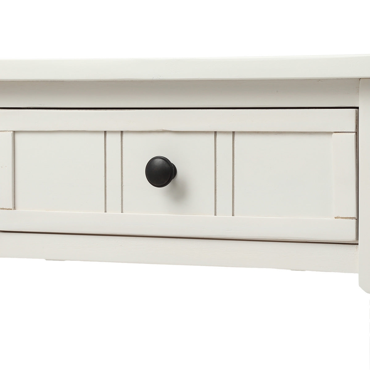 HAOYYE Daisy Series Console Table, Traditional Design with Two Drawers and Bottom Shelf, Ivory White, Sturdy Space-Saving Construction, Heavy Duty Design, Easy Assembly, Durable and Stylish Home Furniture, Versatile for Living Room or Entryway