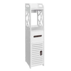 HAOYYE Bathroom Storage Shelf with Drawer and Multi-Compartment Organizer, Waterproof and Anti-Rot, White, Soft Cozy Warm Flannel Fleece Home Decor, Luxury Comfortable Unique Design, Environmental-Friendly Premium Quality Decorative Cabinet