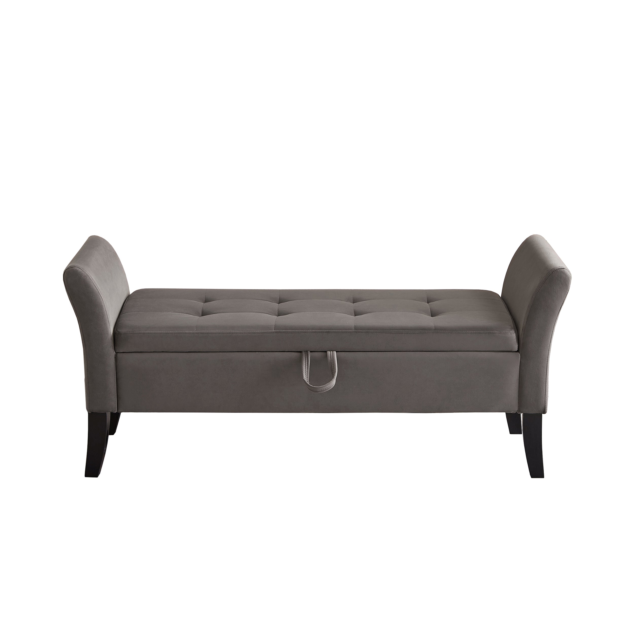 HAOYYE 51.5" Bed Bench with Storage Grey Velvet Sturdy Space-Saving Heavy Duty Modern Design Adults Dorm Room Easy Assembly Bedroom Furniture