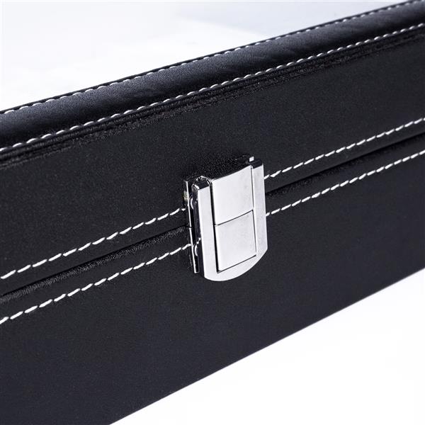 HAOYYE 12 Compartments Top-Level Opening Style Leather Watch Collection Box, Black Soft Cozy Warm Flannel Fleece Home Decor, Luxury Comfortable Unique Design, Premium Quality Decorative Display Case for Watches and Accessories