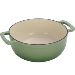 HAOYYE Cast Iron 6QT Cooking Pot Gradient Green Enamel Coating with Two Silicone Gloves Heavy Duty Durable Dutch Oven for Stovetop Oven and Outdoor Cooking Perfect for Stews Soups Casseroles and Everyday Meals