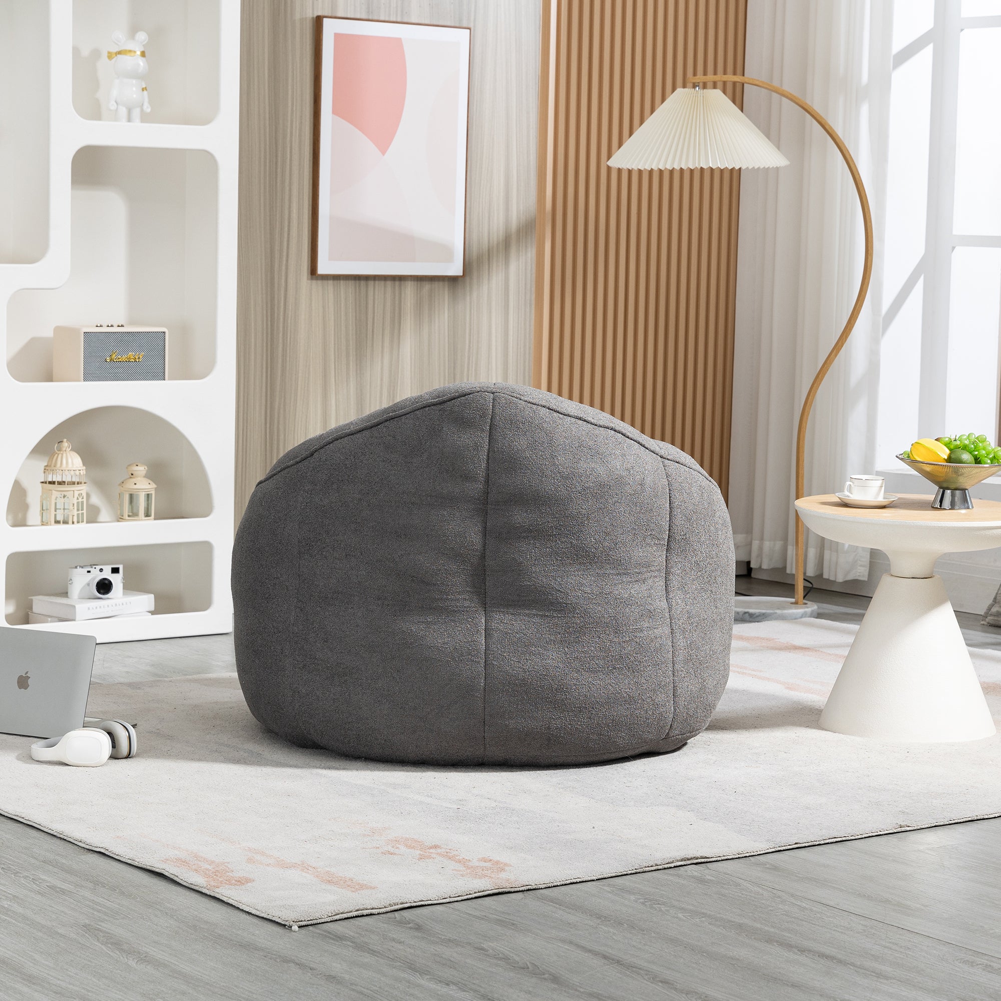 HAOYYE Bedding Bean Bag Sofa Chair with High-Pressure Foam Durable Comfortable Compressed Bean Bag Includes Footrest Sturdy Space-Saving Heavy Duty Modern Design for Adults