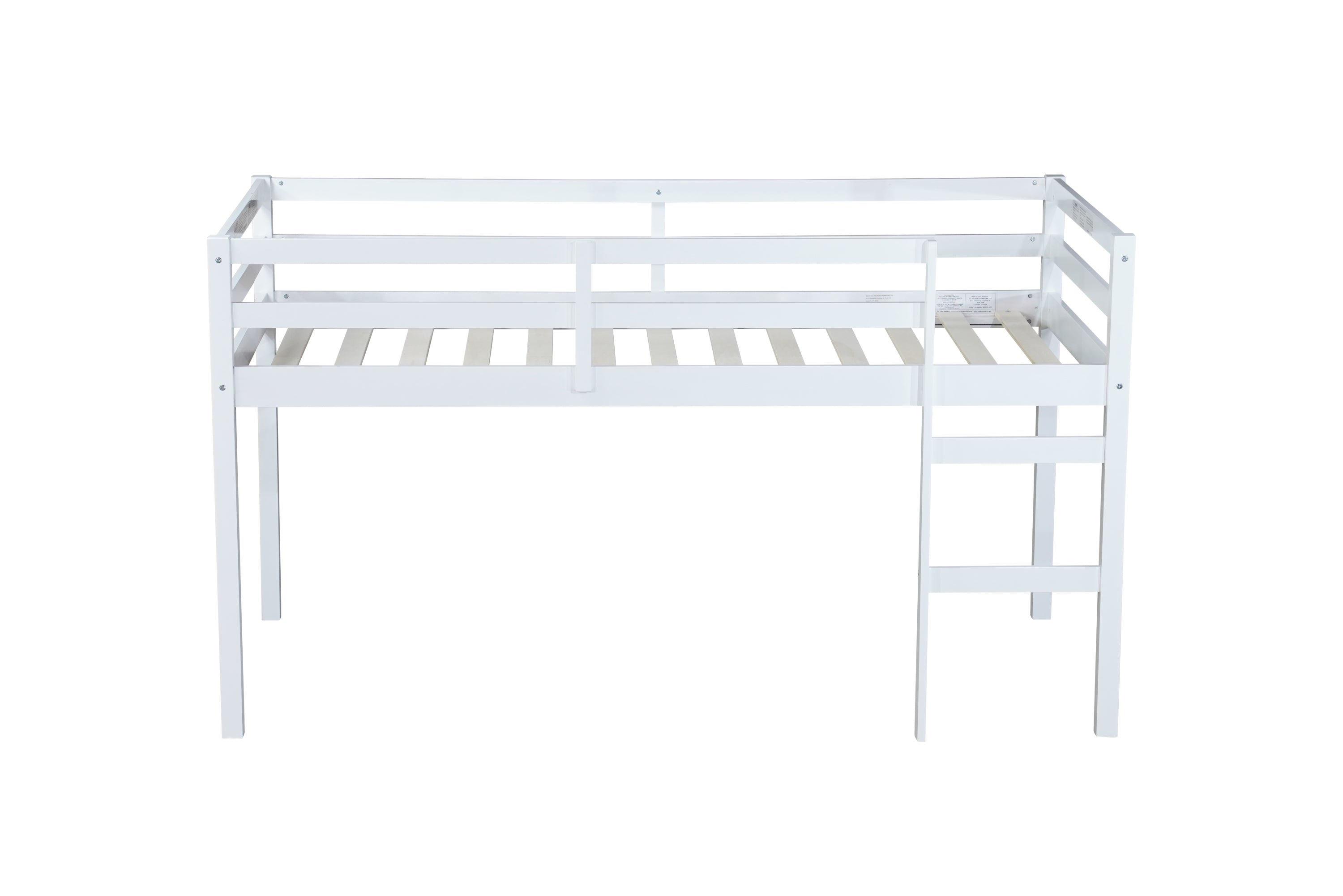 HAOYYE Solid Wooden, Rubber Wooden Twin Loft Bed with Ladder, Bed Platform of Strengthened Slats , White Sturdy Space-Saving Heavy Duty Modern Design Adults Dorm Room Easy Assembly Bedroom Furniture