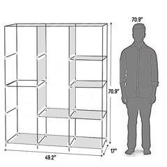 HAOYYE 71" Portable Closet Wardrobe Clothes Rack Storage Organizer with Shelves, Durable Blue Space-Saving Organizer for Small Rooms, Walk-in Closets, and Bedrooms, Modern Design for Versatile Home Storage Needs