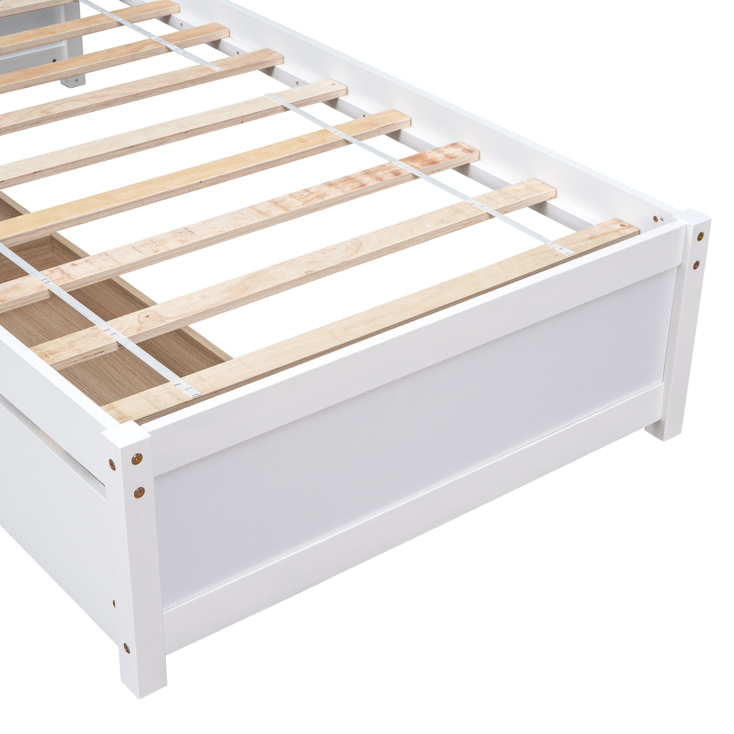 HAOYYE Solid Wood Twin Bed Frame With 2 Storage Drawers, No Box Spring Needed, Space-Saving Heavy Duty Design For Bedroom Or Dorm Room, Sturdy And Easy To Assemble