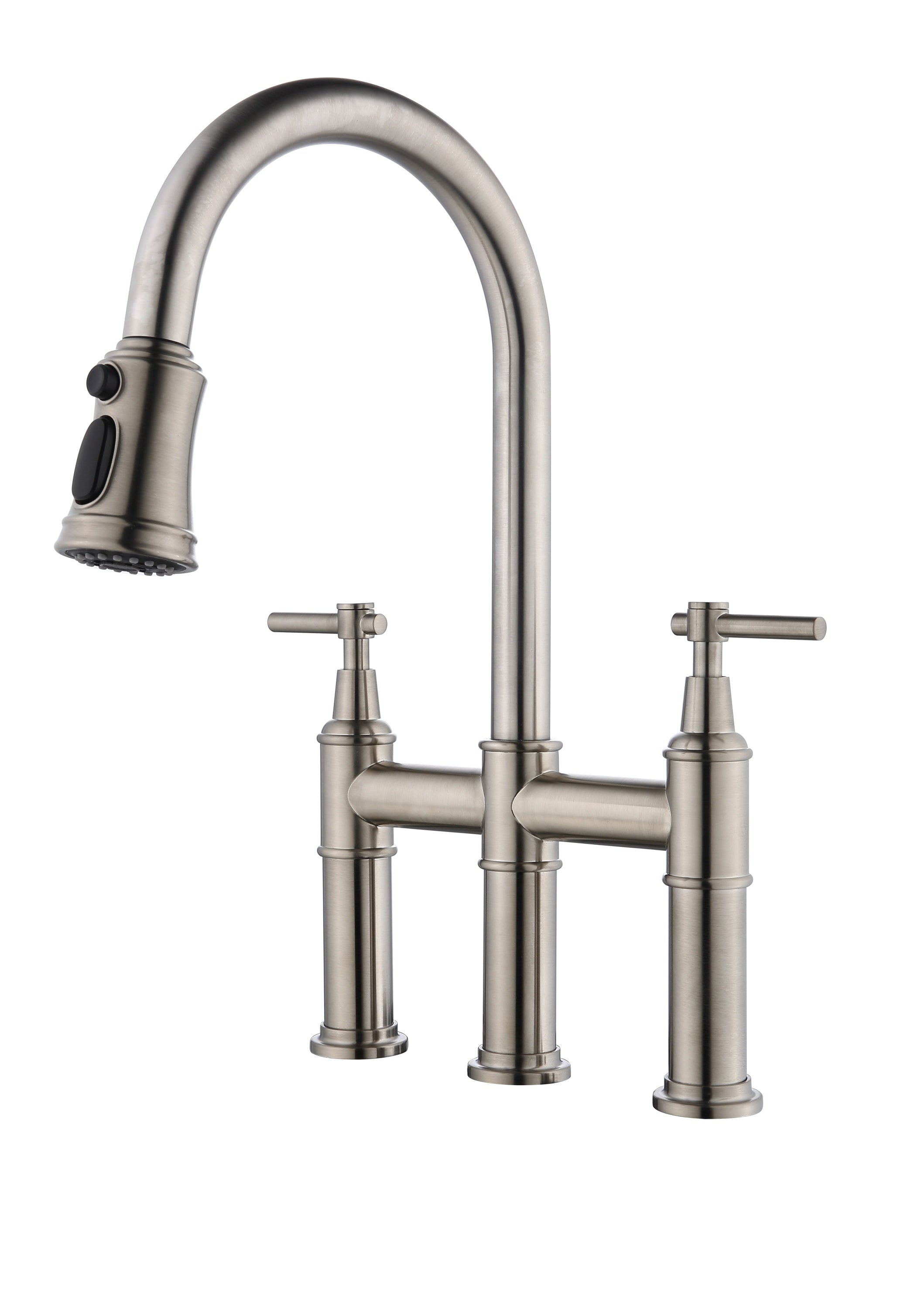 HAOYYE Bridge Kitchen Faucet with Pull-Down Sprayhead in Spot Sturdy Space-Saving Heavy Duty Modern Design Adults Dorm Room Easy Assembly Bedroom Furniture