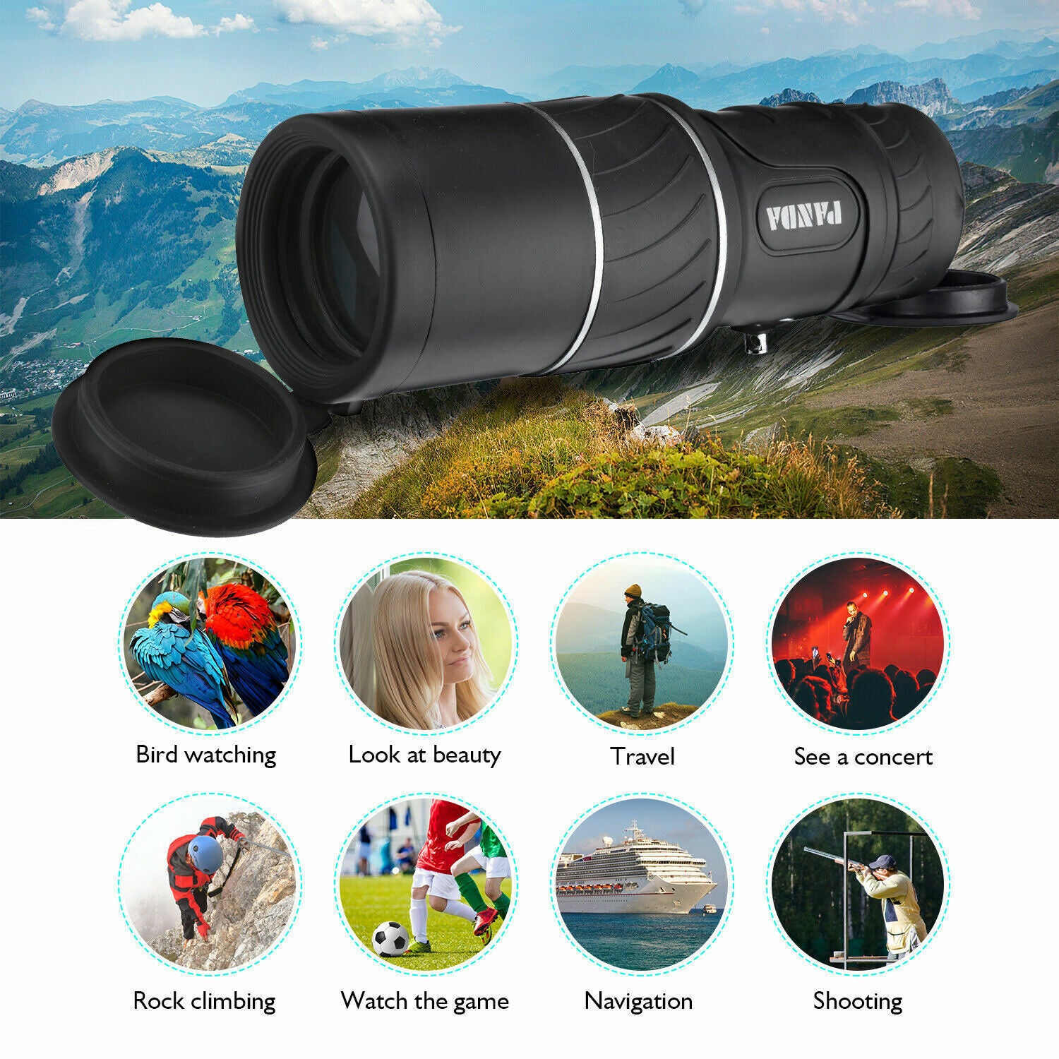 HAOYYE 40x60 HD Monocular Telescope with Day and Night Vision Waterproof Anti-Fog Optical Scope Handheld High Power Zoom for Hunting Camping Wildlife Viewing Nature and Outdoor Observation