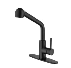 HAOYYE Matte Black Kitchen Faucets with Pull Down Sprayer, Single Handle Kitchen Sink Faucet with Pull Out Sprayer Sturdy Space-Saving Heavy Duty Modern Design Adults Dorm Room Easy Assembly