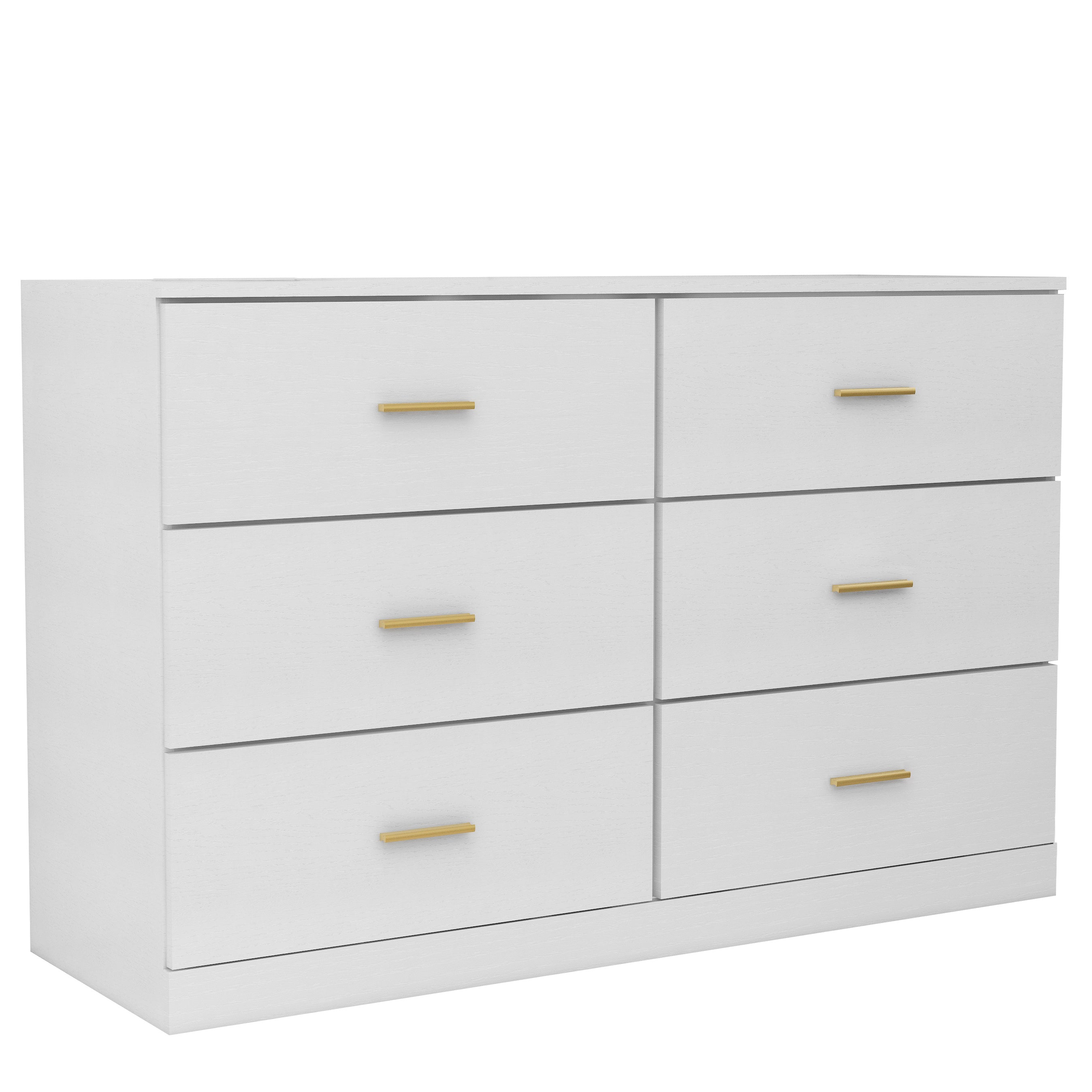 HAOYYE Modern White 6-Drawer Dresser, Wide Storage Chest Of Drawers For Bedroom, Sturdy Space-Saving Heavy Duty Design, Perfect For Adults And Dorm Rooms, Easy Assembly