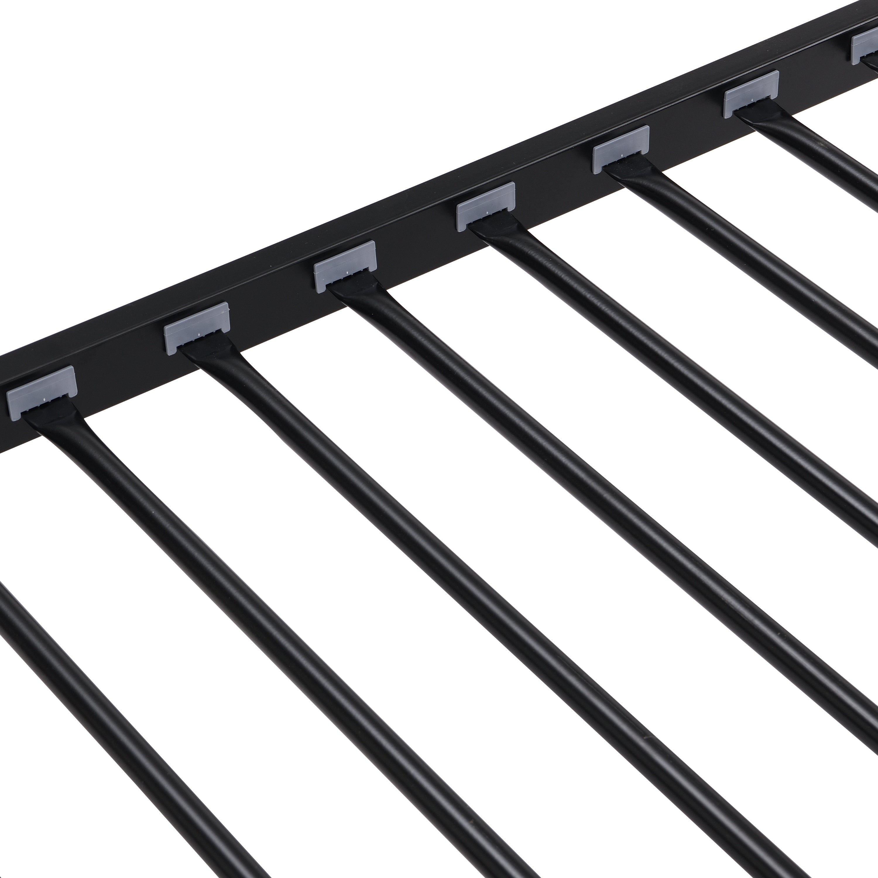 HAOYYE Bunk Bed Twin Over Twin Size with 2 Ladders and Full-Length Guardrail, Metal, Storage Space, No Box Spring Needed, Noise Free, Black Sturdy Space-Saving Heavy Duty Modern Design Easy Assembly Durable