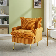 HAOYYE 30.31 inch single chair Fashion sofa, yellow sofa, coarse corduroy fabric, soft and comfortable, suitable for apartment office living room bedroom meeting room Sturdy Space-Saving Heavy Duty