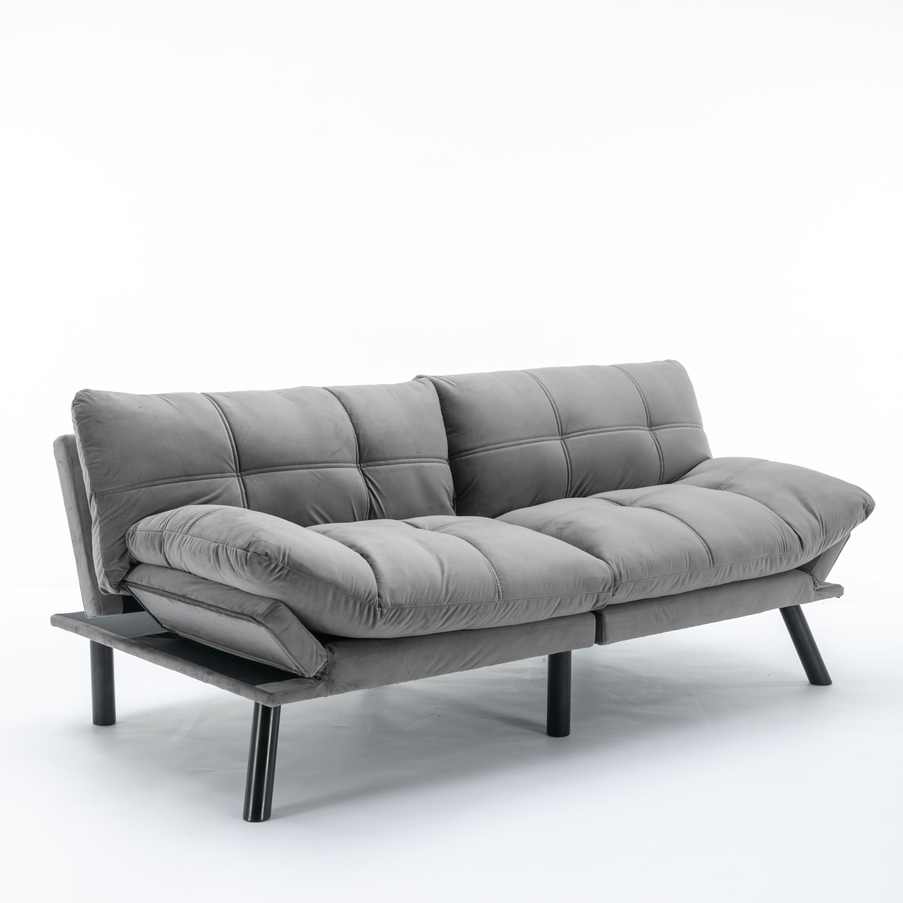HAOYYE Light Grey Convertible Folding Modern sofa Bed Sturdy Space-Saving Heavy Duty Modern Design Adults Dorm Room Easy Assembly Bedroom Furniture