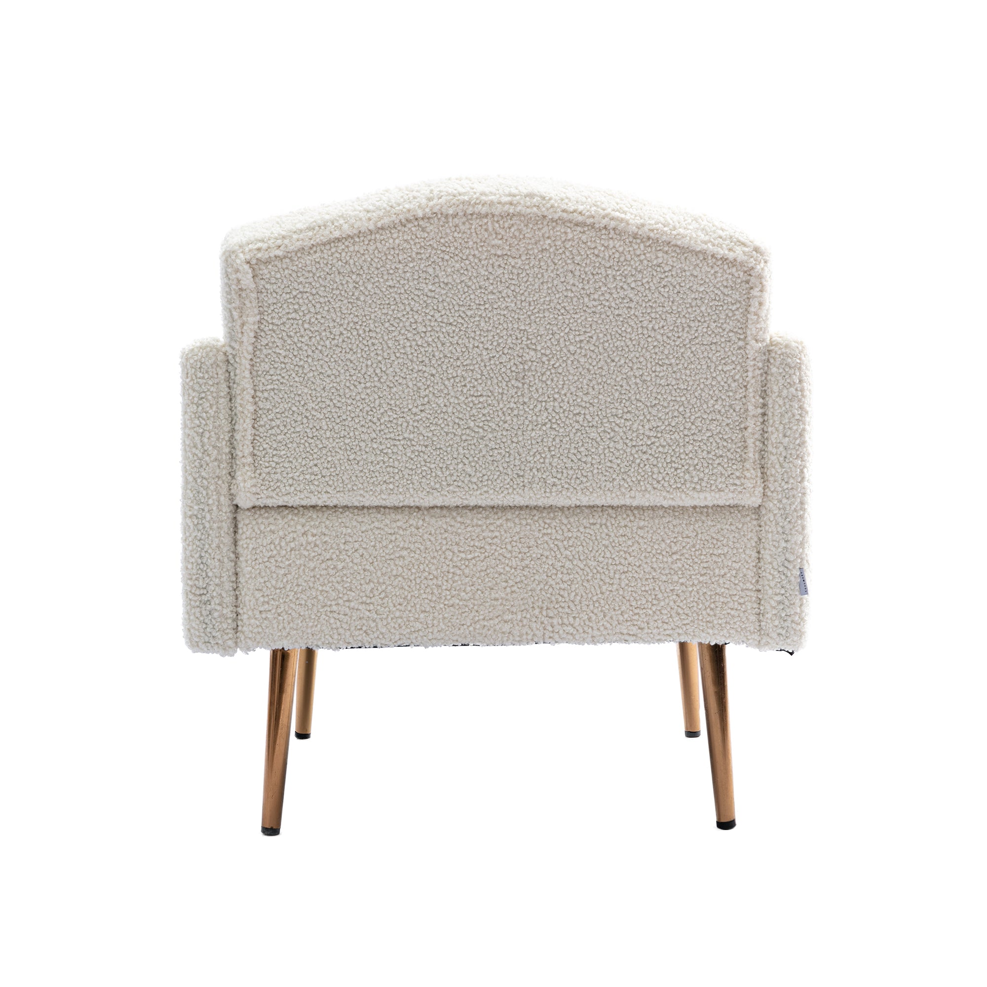HAOYYE Modern Accent Chair with Arms, Tufted Decorative Fabric Armchair with Gold Metal Legs, Upholstered Reading Chair for Living Room Bedroom Office (White Teddy) Sturdy Space-Saving Heavy Duty
