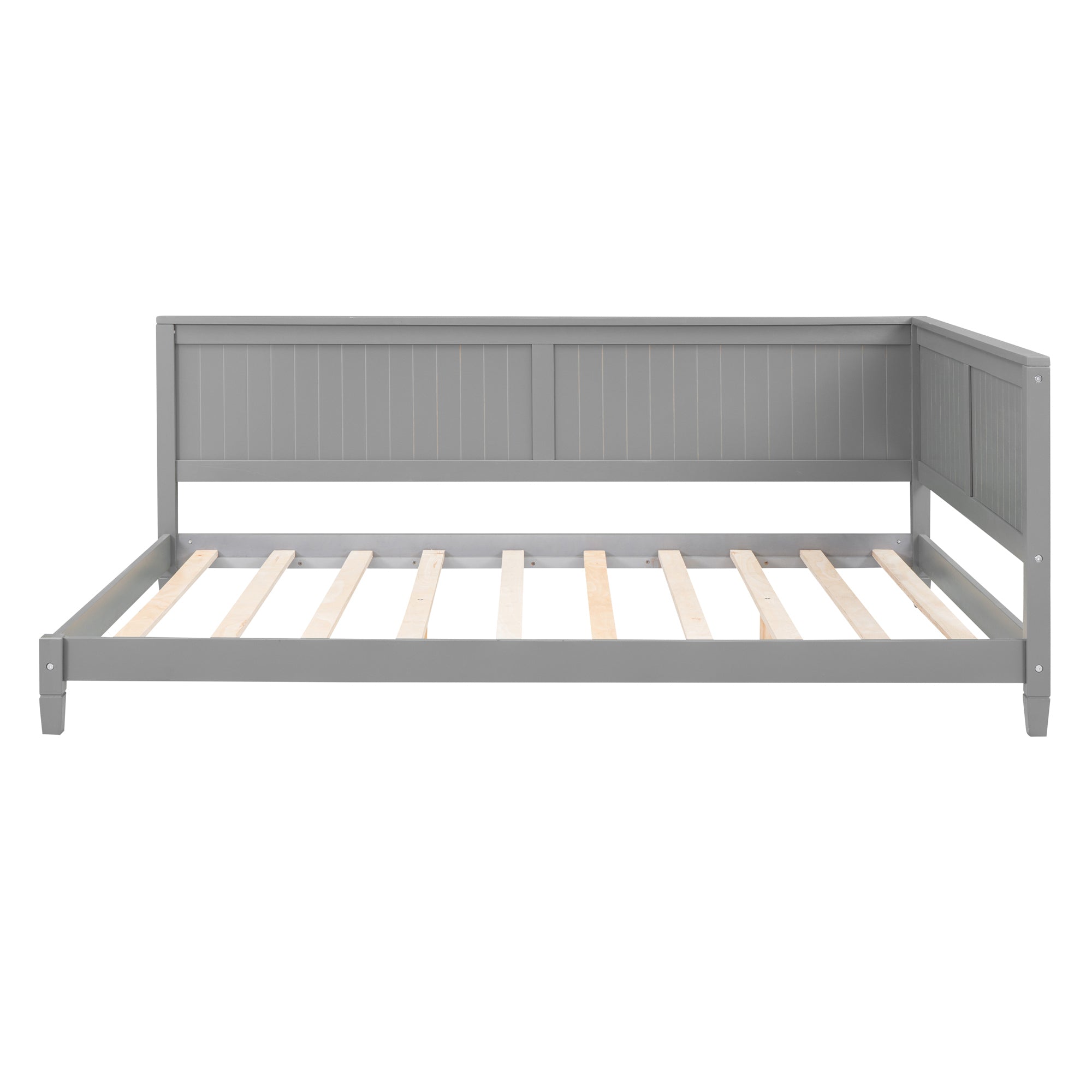 HAOYYE Full Size Wood Daybed/Sofa Bed, Gray Sturdy Space-Saving Heavy Duty Modern Design Adults Dorm Room Easy Assembly Bedroom Furniture