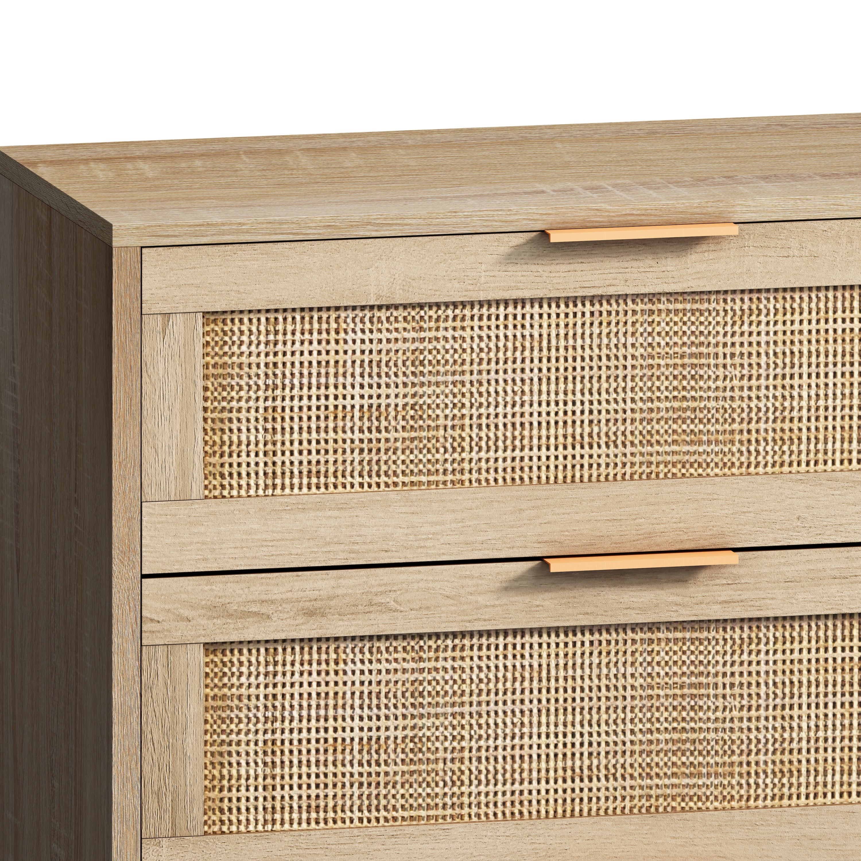 HAOYYE 6-Drawer Rattan Storage Cabinet for Bedroom or Living Room, Natural, Sturdy Space-Saving Design, Heavy Duty Construction, Easy Assembly, Durable and Stylish Home Furniture