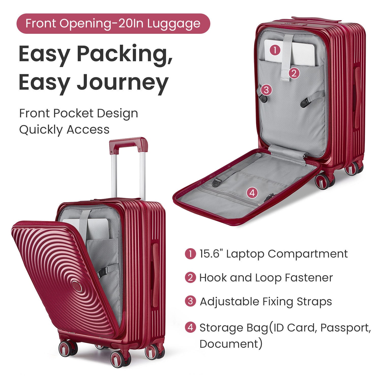 HAOYYE Luggage Sets 3 Piece(20/24/28), Expandable Carry On Luggage with TSA Lock Airline Approved, 100% PC Hard Shell and Lightweight Suitcase with Front Pocket and Spinner Wheels Sturdy Space-Saving