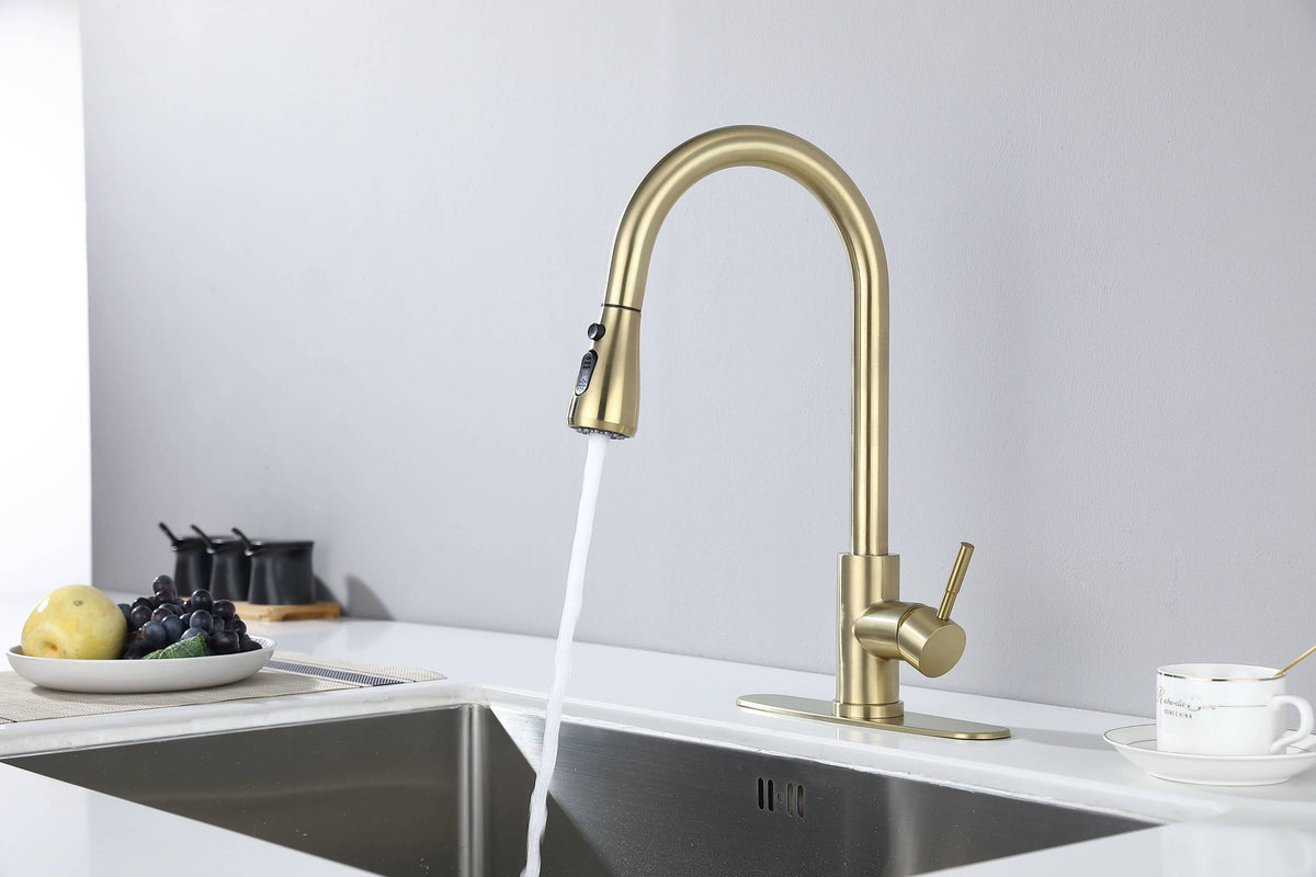 HAOYYE Kitchen Faucet with Pull Out Spraye Sturdy Space-Saving Heavy Duty Modern Design Adults Dorm Room Easy Assembly Bedroom Furniture