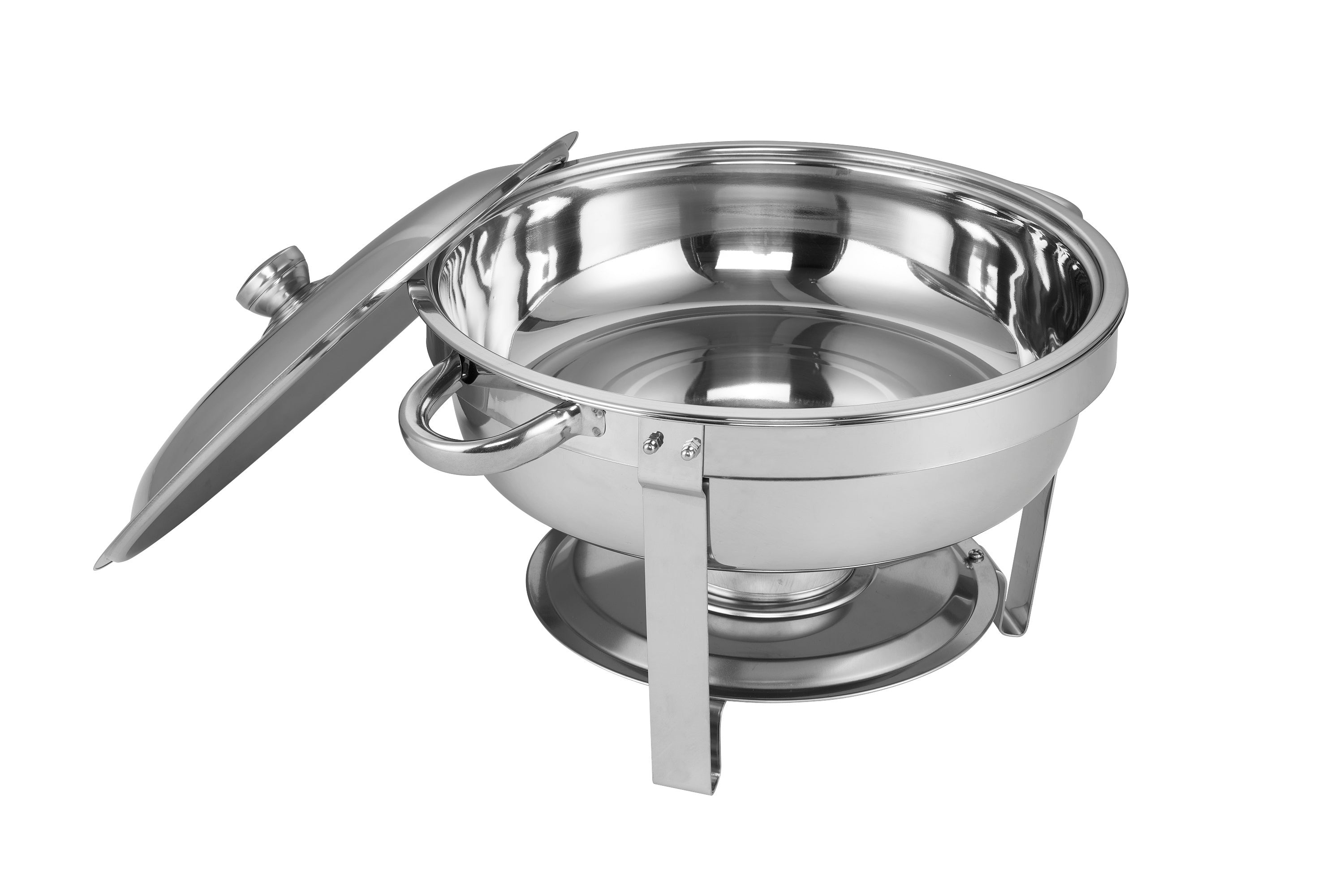 Haoyye Round Buffet Catering Dish Set of 2, 5QT Stainless Steel Chafing Dishes with Lids, Food and Water Pans, Fuel Holders, Warming and Chilling Function for Parties, Weddings, Events, Camping, Home or Outdoor Use