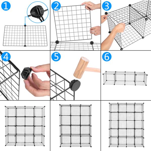HAOYYE 20-Cube Organizer, Cube Storage Shelves, Wire Cube Storage, Origami Shelves, Metal Grid Multifunction Shelving Unit, Modular Cubbies Organizer, Bookcase for Home, Office, Living Room, Bedroom Storage Solution, Stylish and Functional Design
