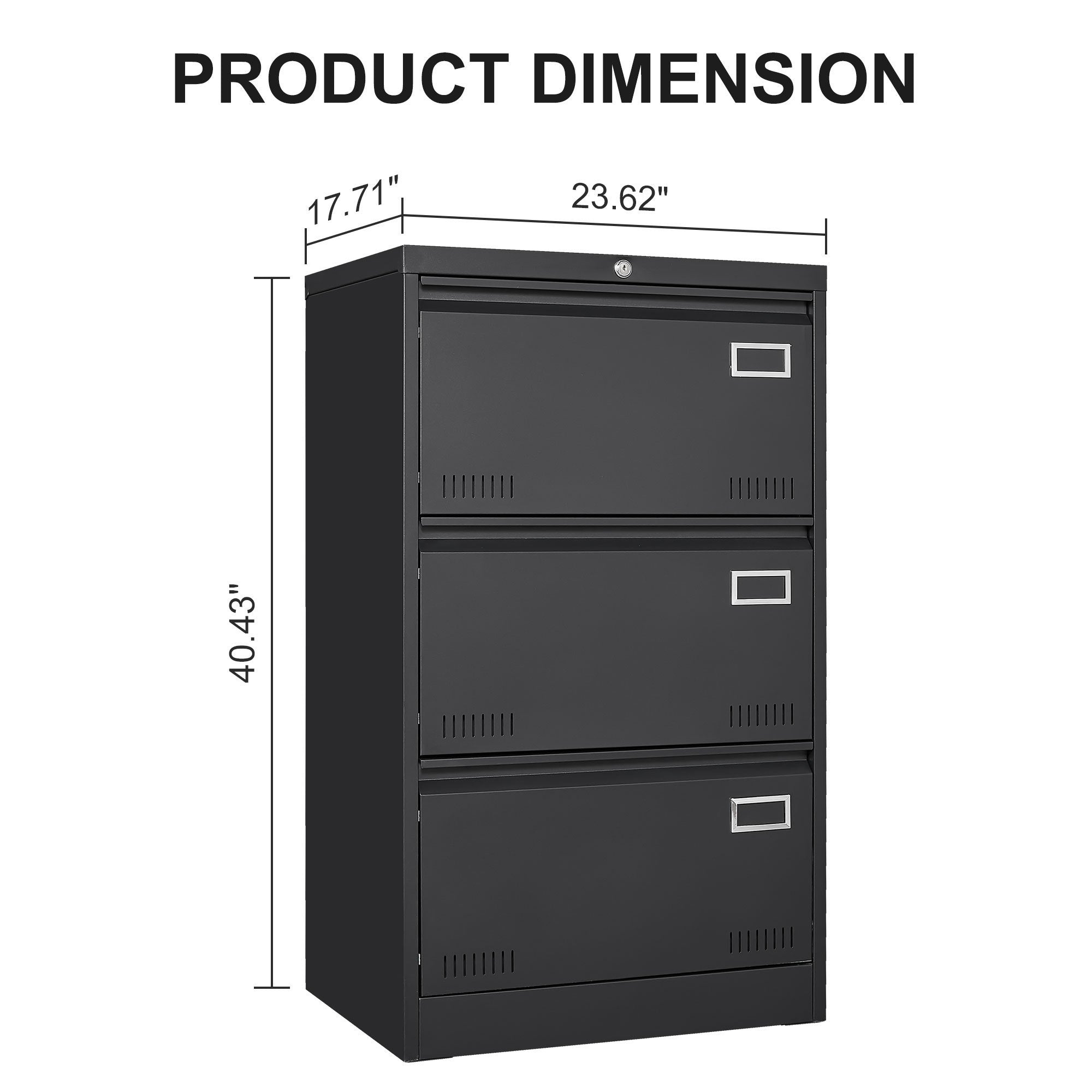 HAOYYE Lateral File Cabinet with 3 Locking Drawers, Sturdy Metal Filing Cabinet for Home Office, Legal, Letter, A4, F4 Paper, Heavy Duty Space-Saving Design for Secure Document Storage