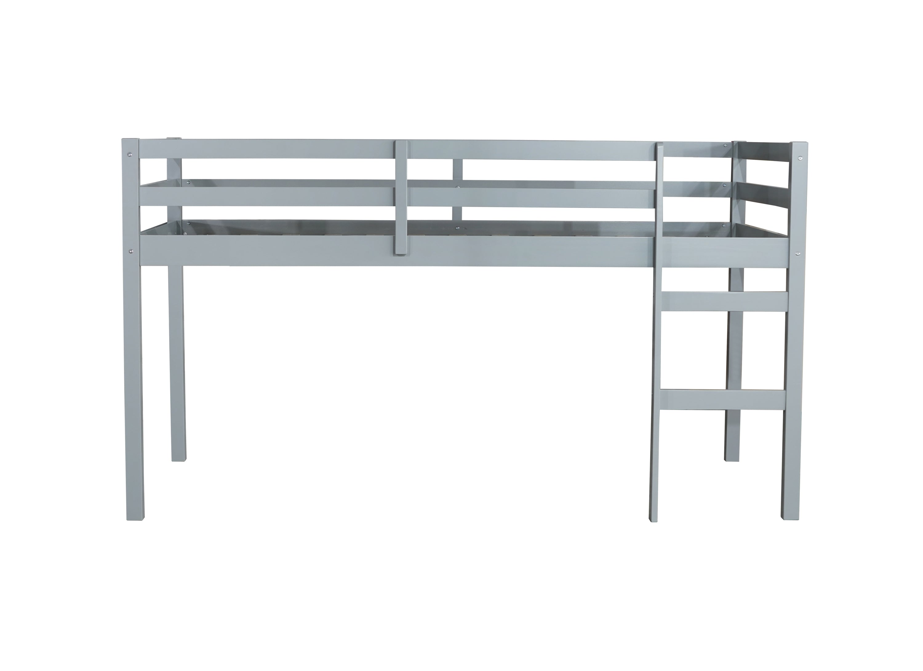 HAOYYE Solid Wooden, Rubber Wooden Twin Loft Bed with Ladder, Bed Platform of Strengthened Slats , Grey Sturdy Space-Saving Heavy Duty Modern Design Adults Dorm Room Easy Assembly Bedroom Furniture