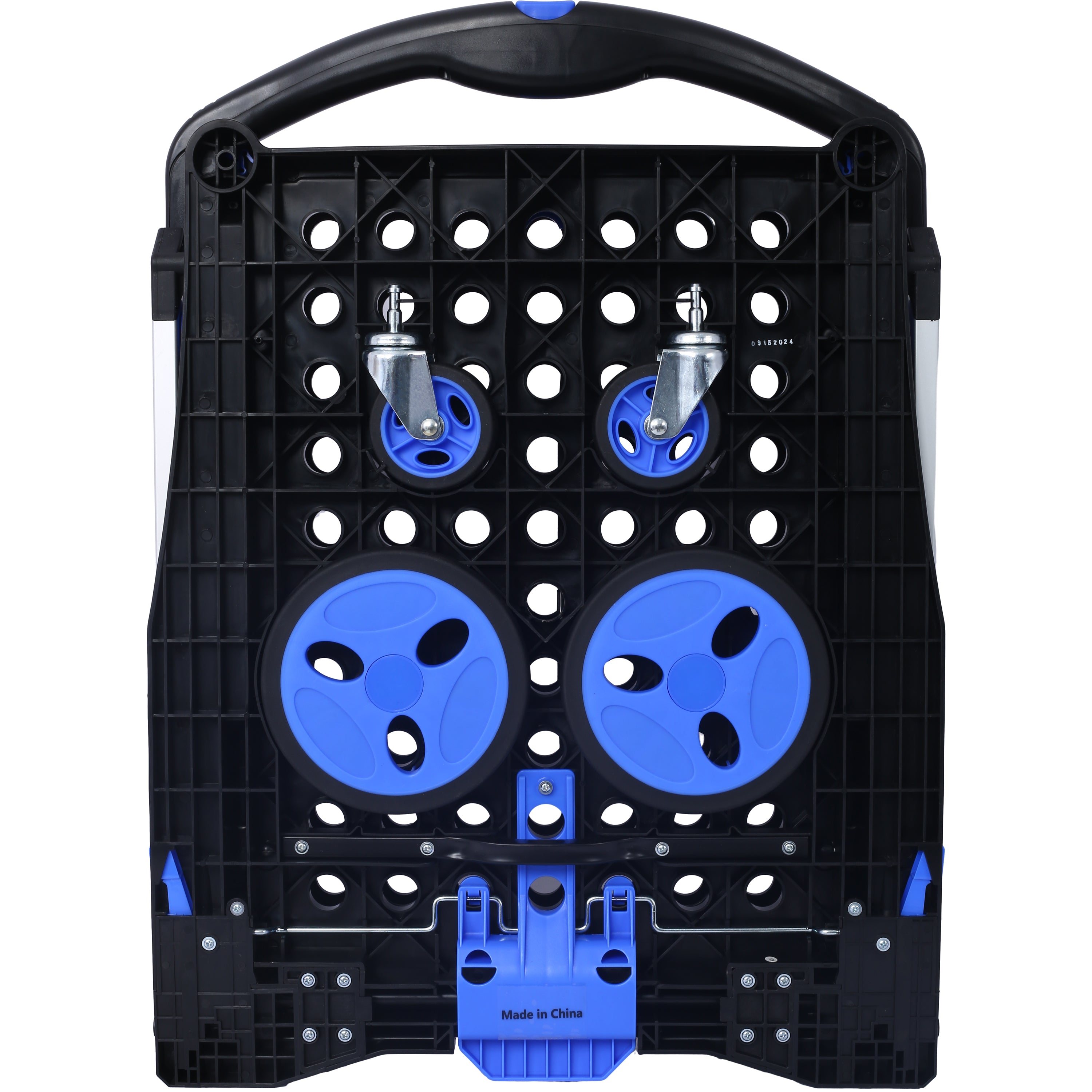 HAOYYE Collapsible Utility Cart Multi Use Foldable 2-Tier Shopping Cart with Rolling Wheels and Storage Baskets Lightweight Portable Design for Grocery Office Travel Home Blue