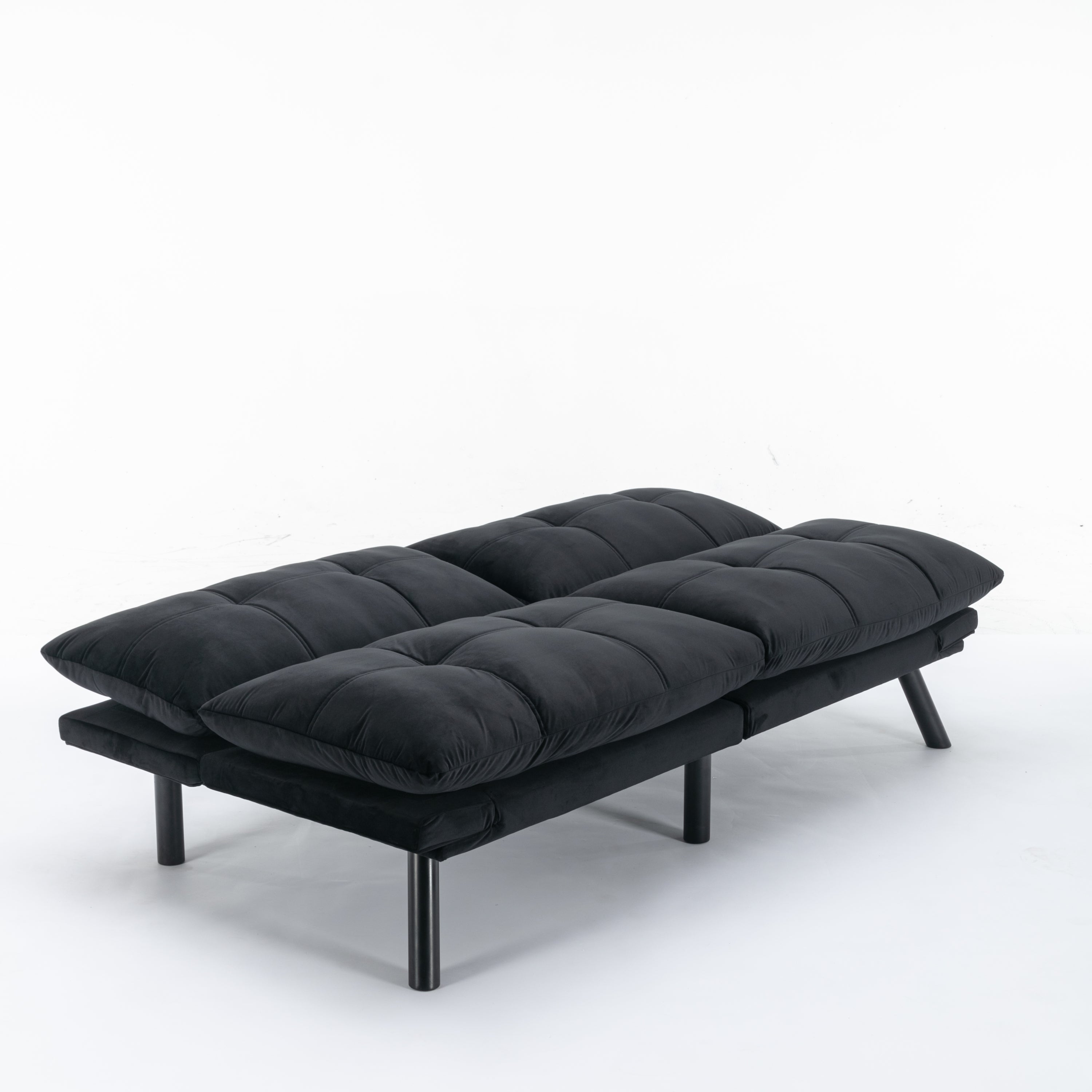 HAOYYE Black Convertible Folding Modern Sofa Bed, Sturdy Space-Saving Heavy Duty Design for Adults Dorm Room Easy Assembly Bedroom Furniture