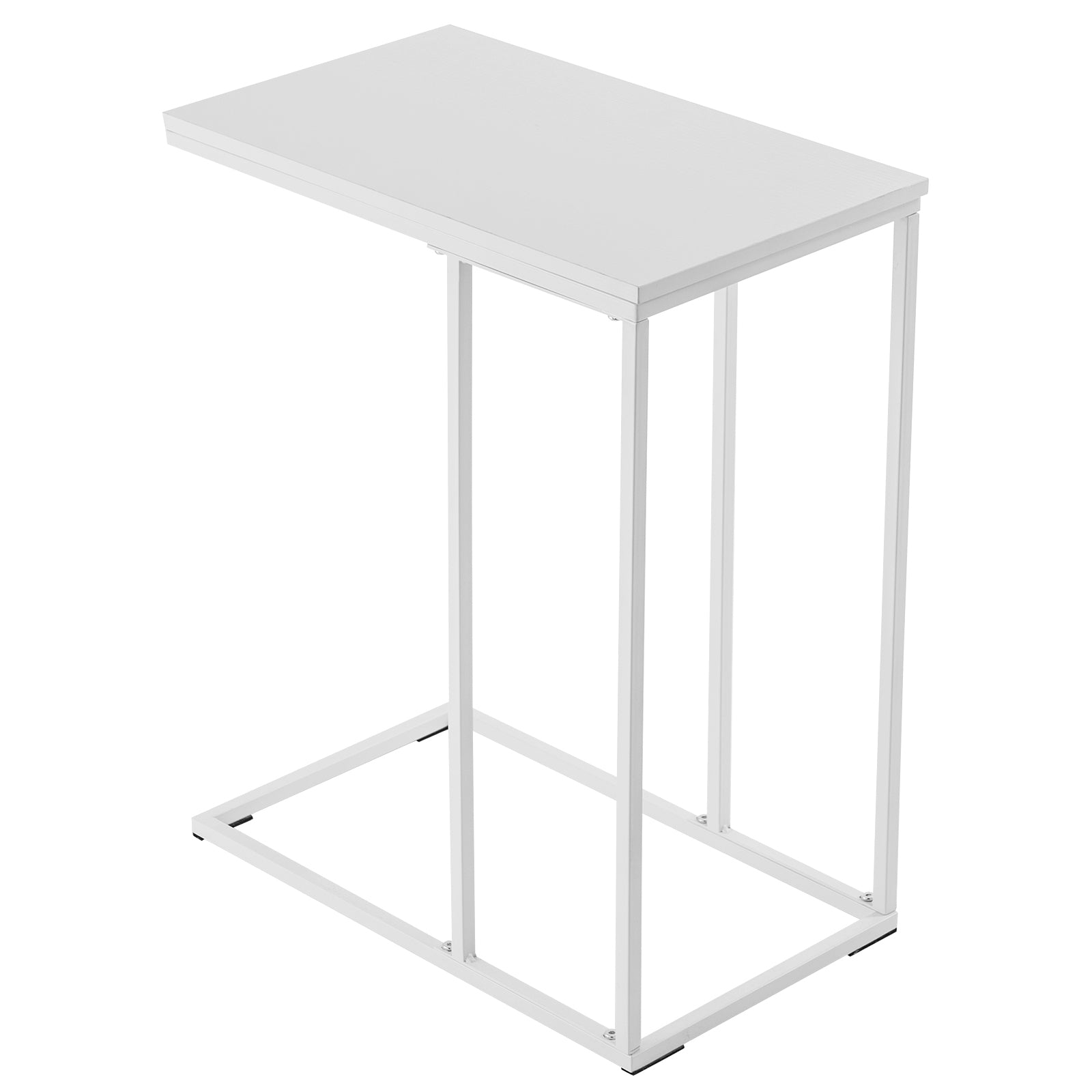 HAOYYE C-Type Single Layer MDF Iron Rectangle Side Table, White Triamine Finish, Soft Cozy Design, Premium Quality, Luxury Home Decor, Comfortable & Modern Accent Table for Living Room, Bedroom, Office, Decorative and Durable