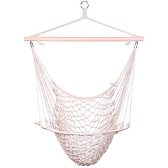 HAOYYE Hanging Rope Hammock Chair Swing for Porch Backyard or Camping Lightweight Cotton Air Sky Chair with Wooden Spreader Bar for Outdoor Relaxation Indoor Balcony Use