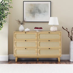 HAOYYE 6-Drawer Wooden Antique Dresser, Storage Cabinet for Bedroom, Living Room, and Corridor, Modern Design Drawer Cabinet with Sturdy Space-Saving Heavy Duty Construction, Ideal for Organizing Clothes and Essentials