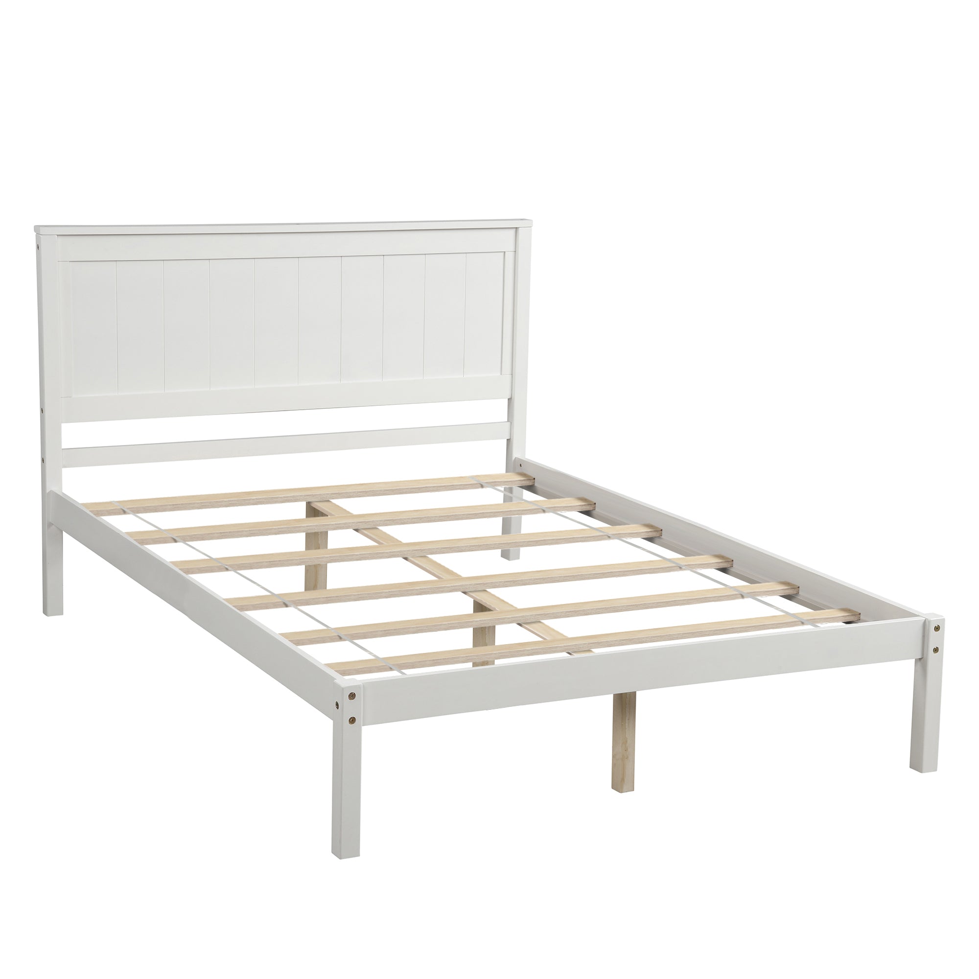 HAOYYE Platform Bed Frame with Headboard , Wood Slat Support , No Box Spring Needed ,Full,White(OLD SKU:WF191419AAK) Sturdy Space-Saving Heavy Duty Modern Design Easy Assembly Durable Stylish Home Furniture
