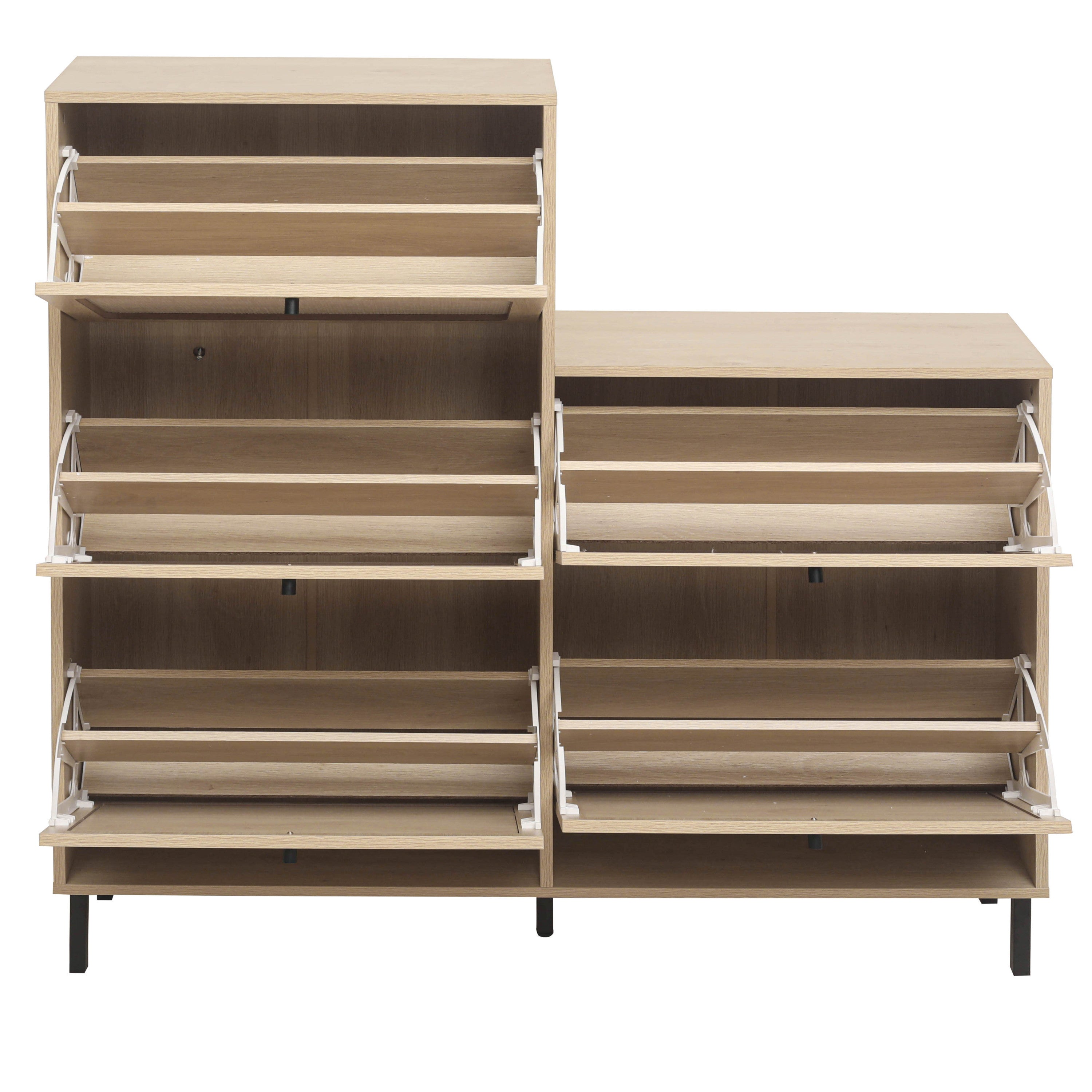 HAOYYE Rattan 5 Door Shoe Rack, Freestanding Modern Shoe Storage Cabinet, for Entryway Sturdy Space-Saving Heavy Duty Modern Design Easy Assembly Durable Stylish Home Furniture Versatile