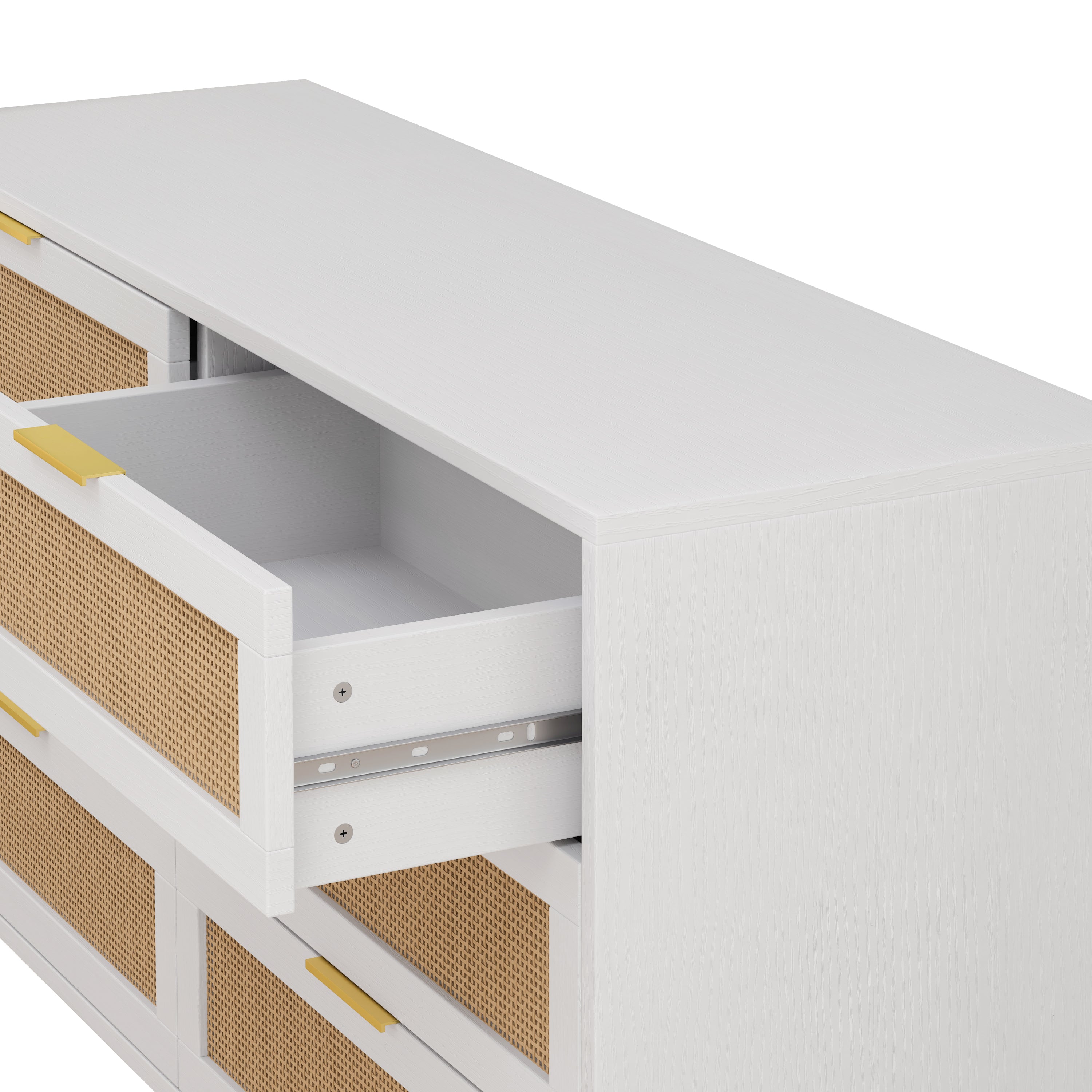 HAOYYE 6-Drawer Rattan Storage Cabinet for Bedroom and Living Room, Sturdy and Durable Design, Space-Saving Modern Furniture with Rattan Drawers, Easy Assembly and Versatile Storage Solution