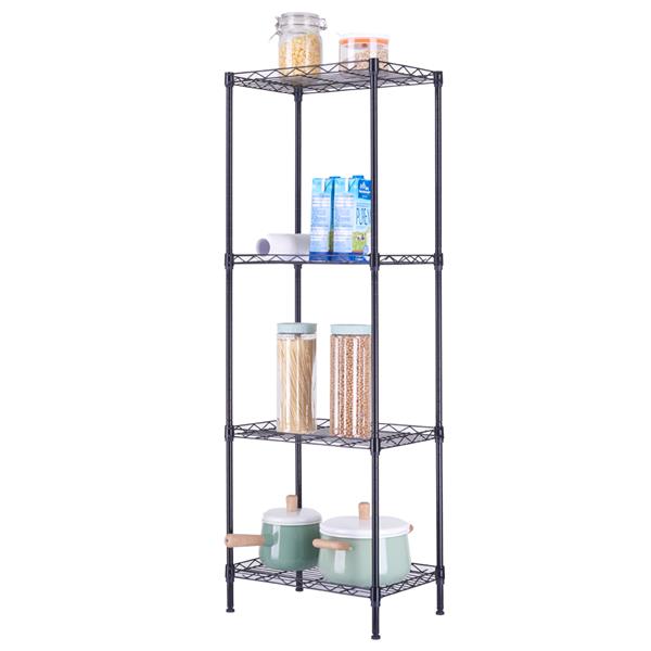 HAOYYE 4-Tier Wire Shelving Unit Metal Storage Rack Black Adjustable Organizer with Leveling Feet for Kitchen Bathroom Office