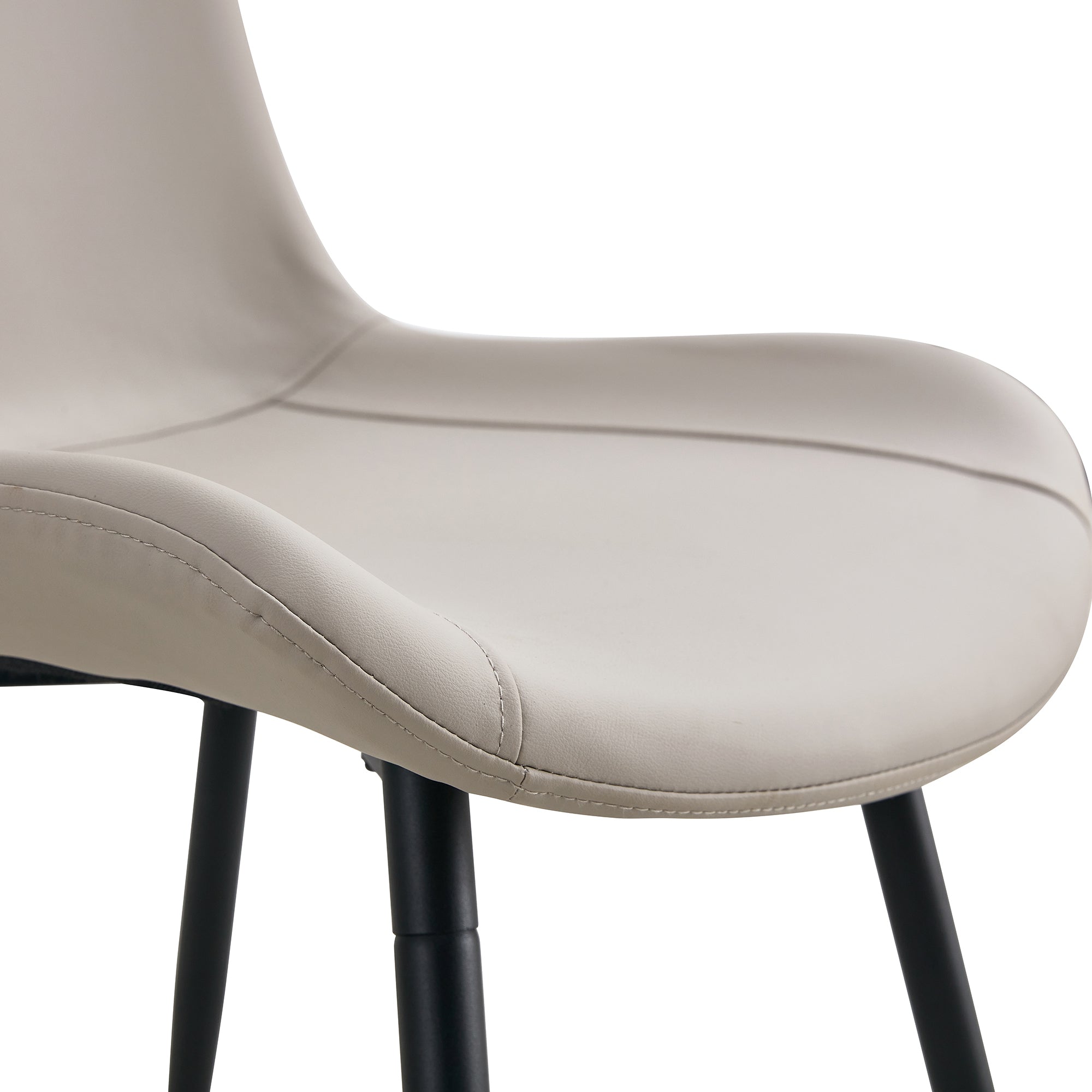HAOYYE Light Gray Faux Leather Dining Chair, Cushioned Backrest, Black Metal Legs, Widened Seat Design, Comfortable and Stylish, Perfect for Restaurants, Kitchens, Bedrooms, and Offices (Set of 4)