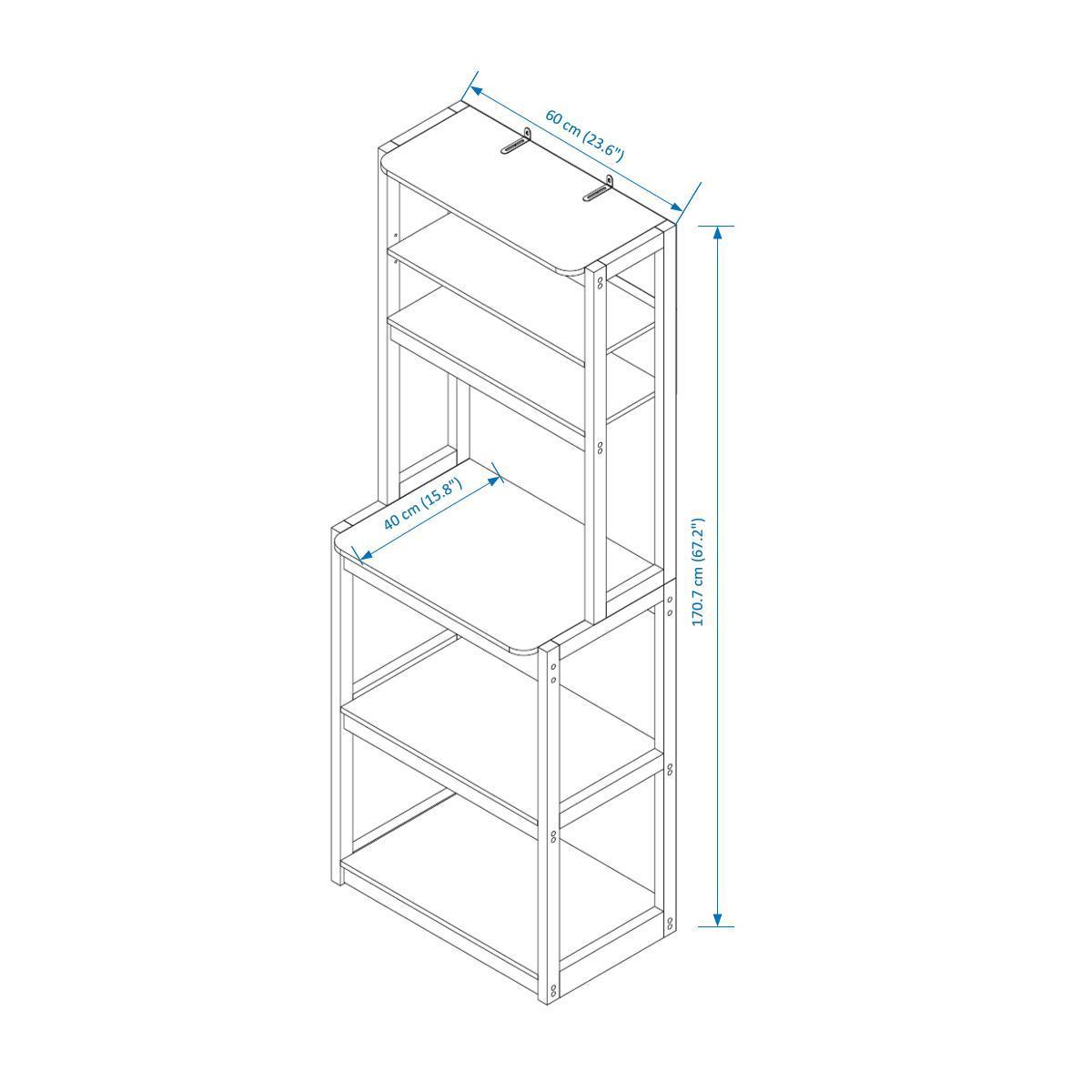HAOYYE 5-Tier Bakers Rack for Kitchen, White and Black Coffee Bar with Storage, Microwave Stand with Shelves, Sturdy Space-Saving Heavy Duty Modern Design, Easy Assembly