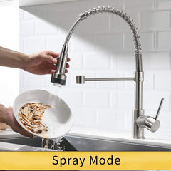 HAOYYE Commercial LED Kitchen Faucet with Pull Down Sprayer, Single Handle Single Lever Kitchen Sink Faucet Sturdy Space-Saving Heavy Duty Modern Design Adults Dorm Room Easy Assembly Bedroom Furniture